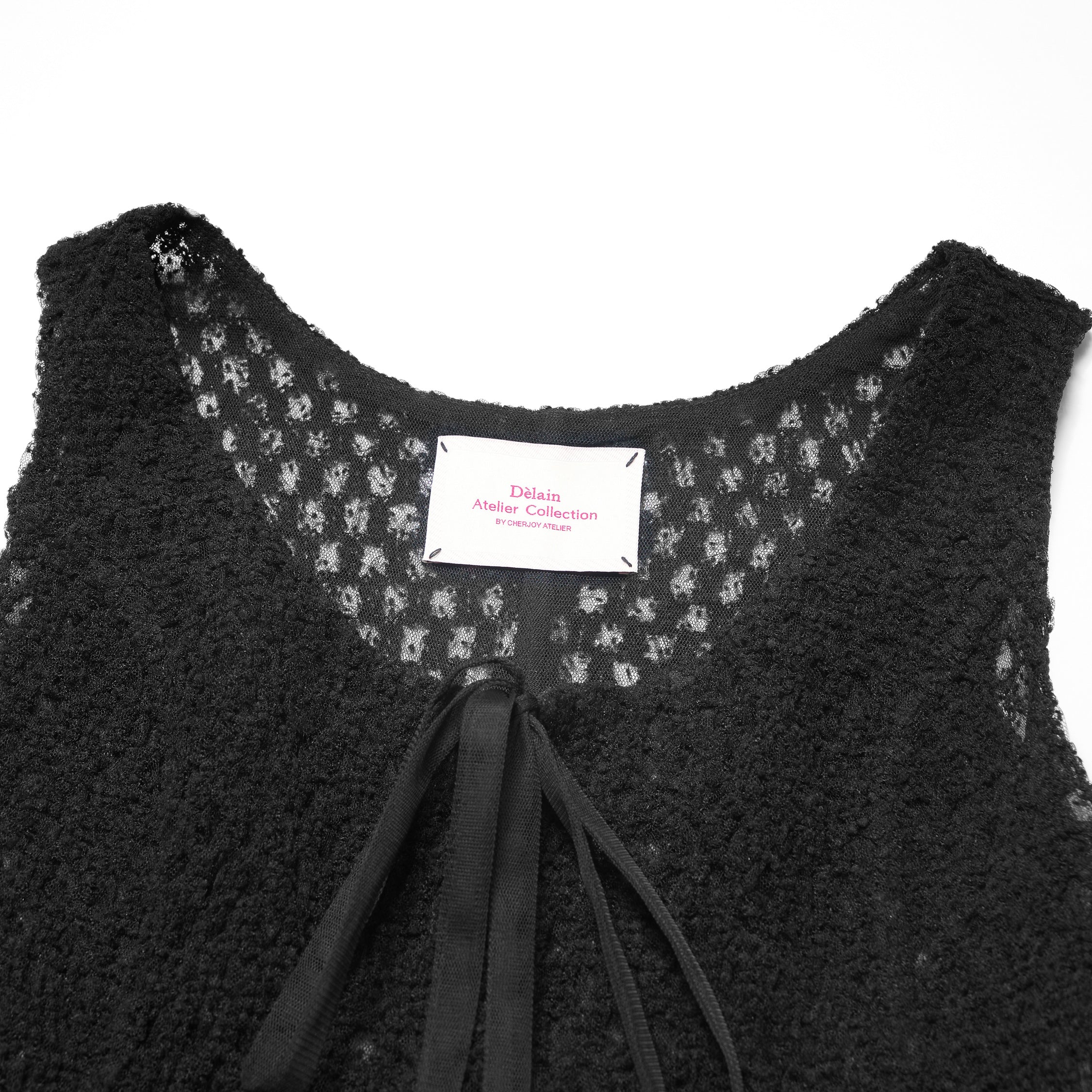 “Quiet Mastery.”法國立織絨圈點花工藝蕾絲馬甲背心—Floral Nocturne詩花夜曲