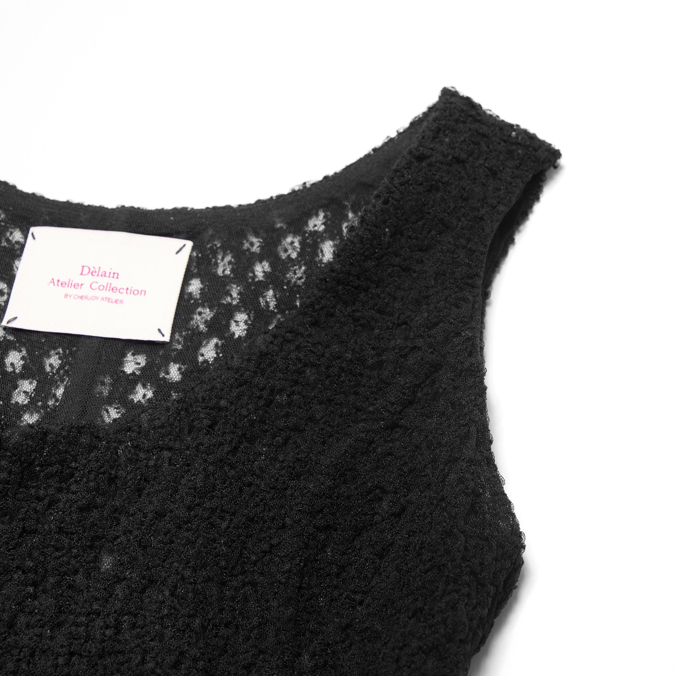 “Quiet Mastery.”法國立織絨圈點花工藝蕾絲馬甲背心—Floral Nocturne詩花夜曲