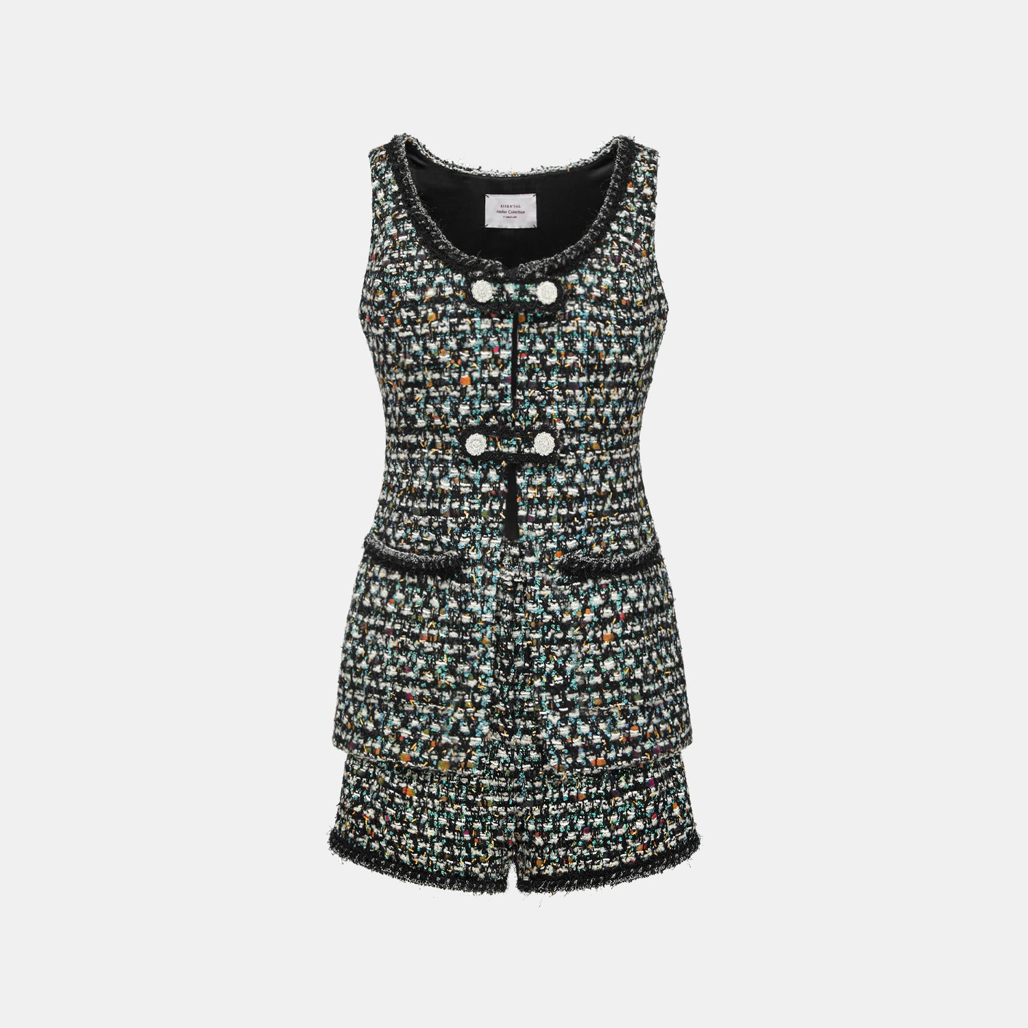 "Couture Impression."法國頂級羊毛棱光彩織花呢馬甲背心—Galaxy Jardin銀光花境