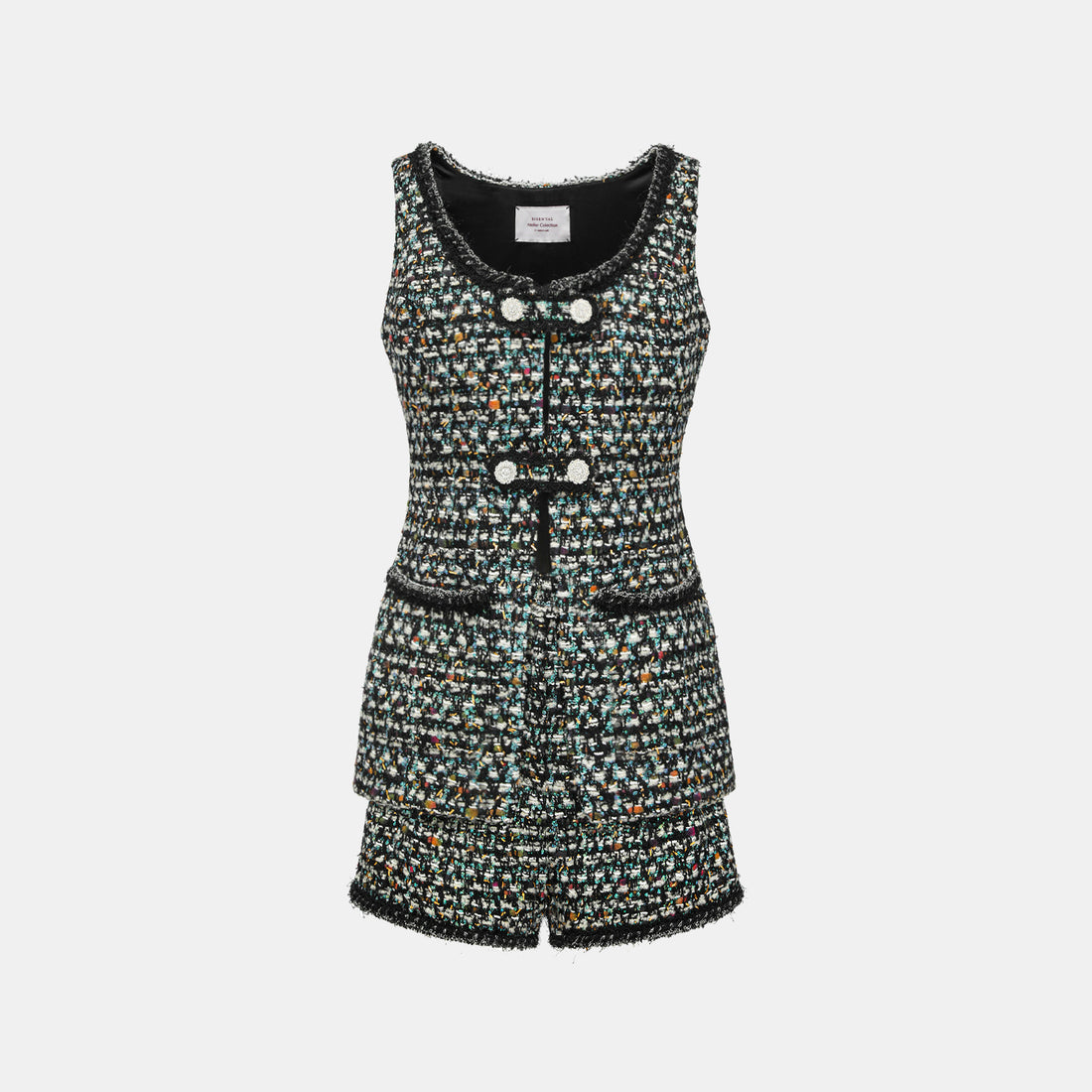 "Couture Impression."法國頂級羊毛棱光彩織花呢馬甲背心—Galaxy Jardin銀光花境