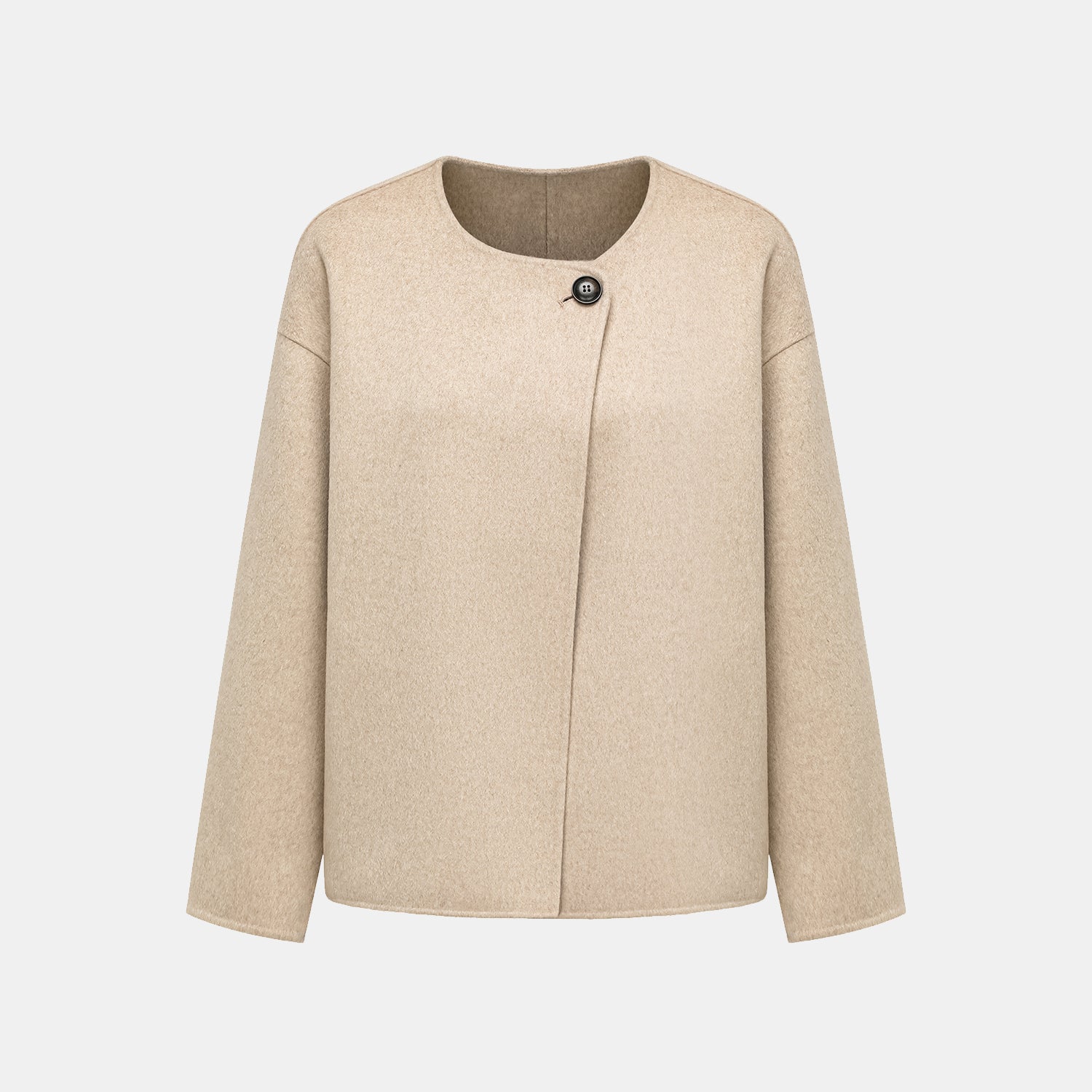 “Winter Diary” 100%Cashmere 雙面長絨工藝圍巾短大衣—燕麥