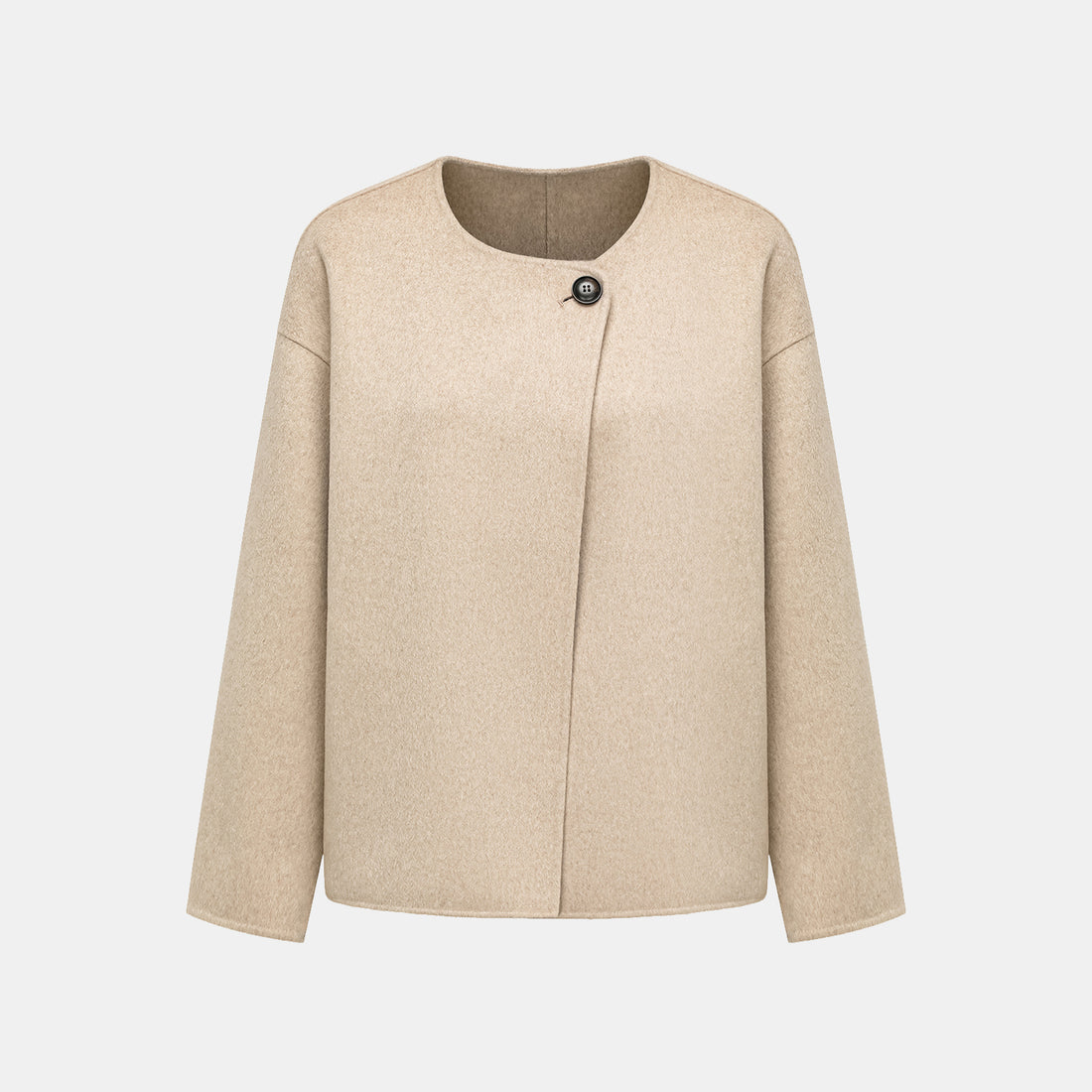 "Winter Diary" 100% Cashmere Double-sided Long Pile Craft Scarf Short Coat - Oatmeal 