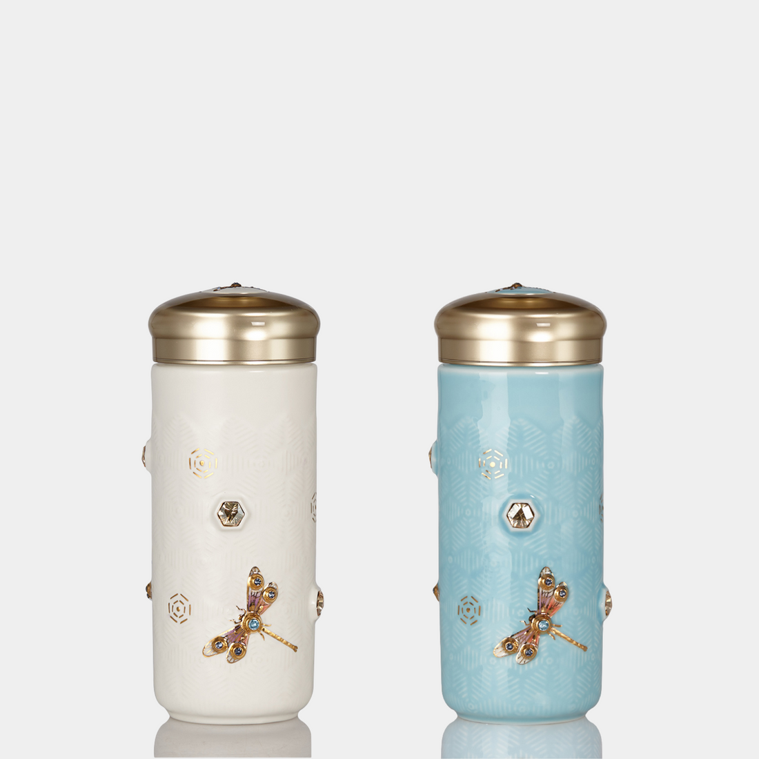 乾唐軒 吉星蜻投意合彩金水晶隨身杯 ─ 牙白彩金晶