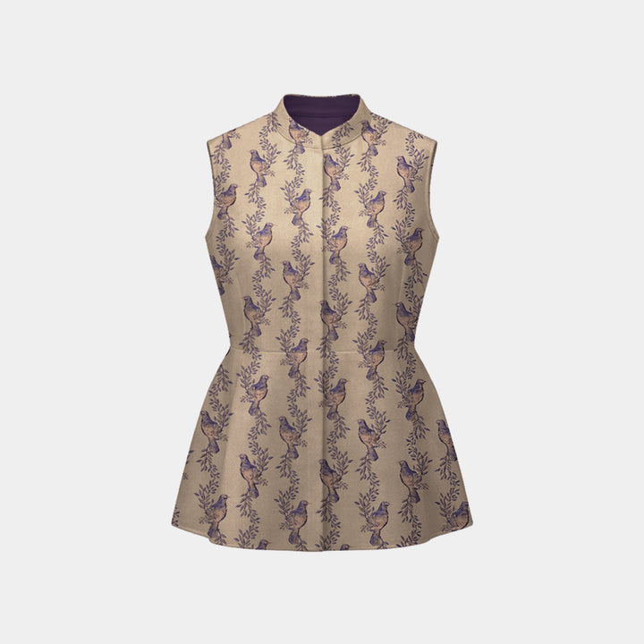 "Imperial Garden Teatime"義大利緹花錦織修身馬甲輕國風上衣—Blessed Plume瑞羽迎春