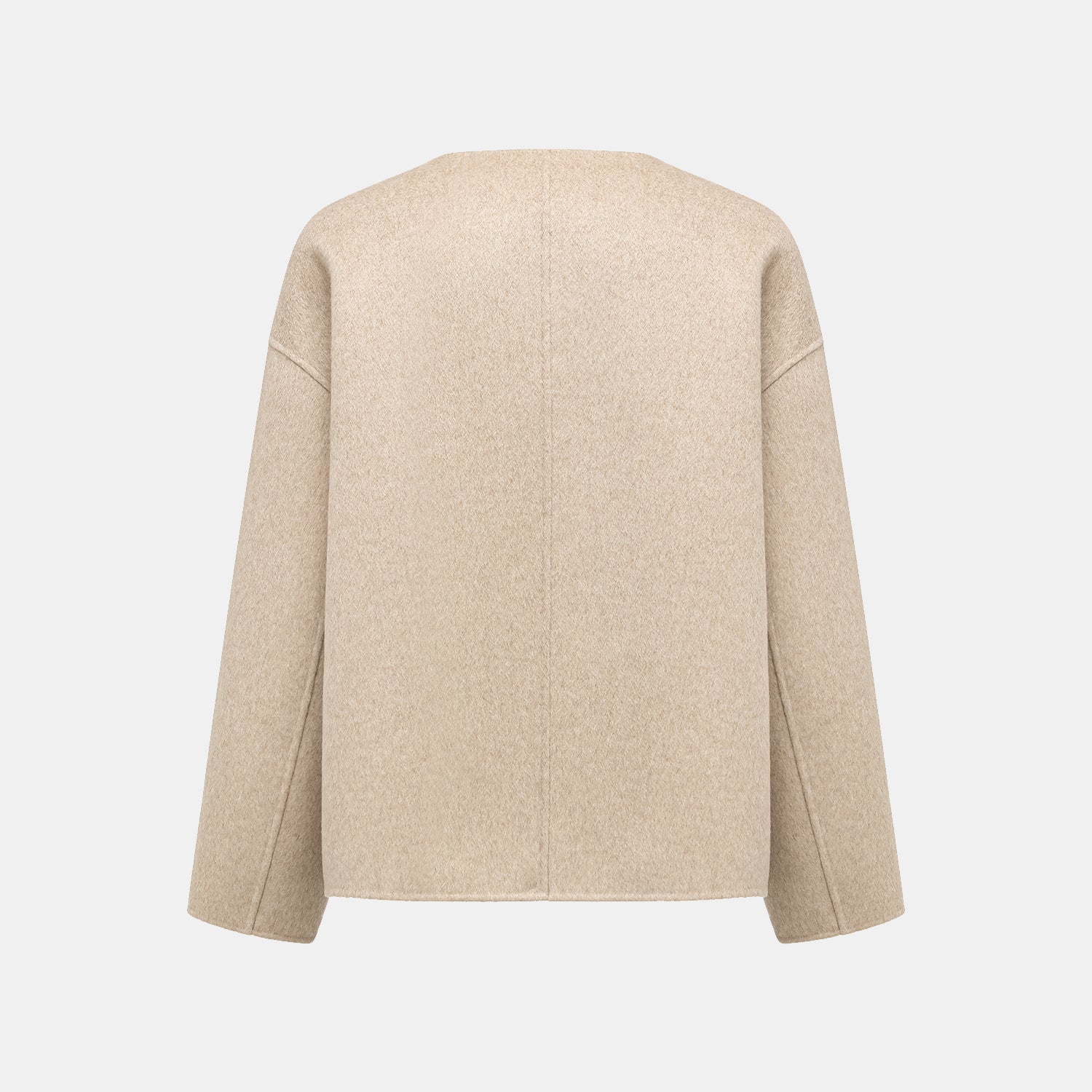 “Winter Diary” 100%Cashmere 雙面長絨工藝圍巾短大衣—燕麥