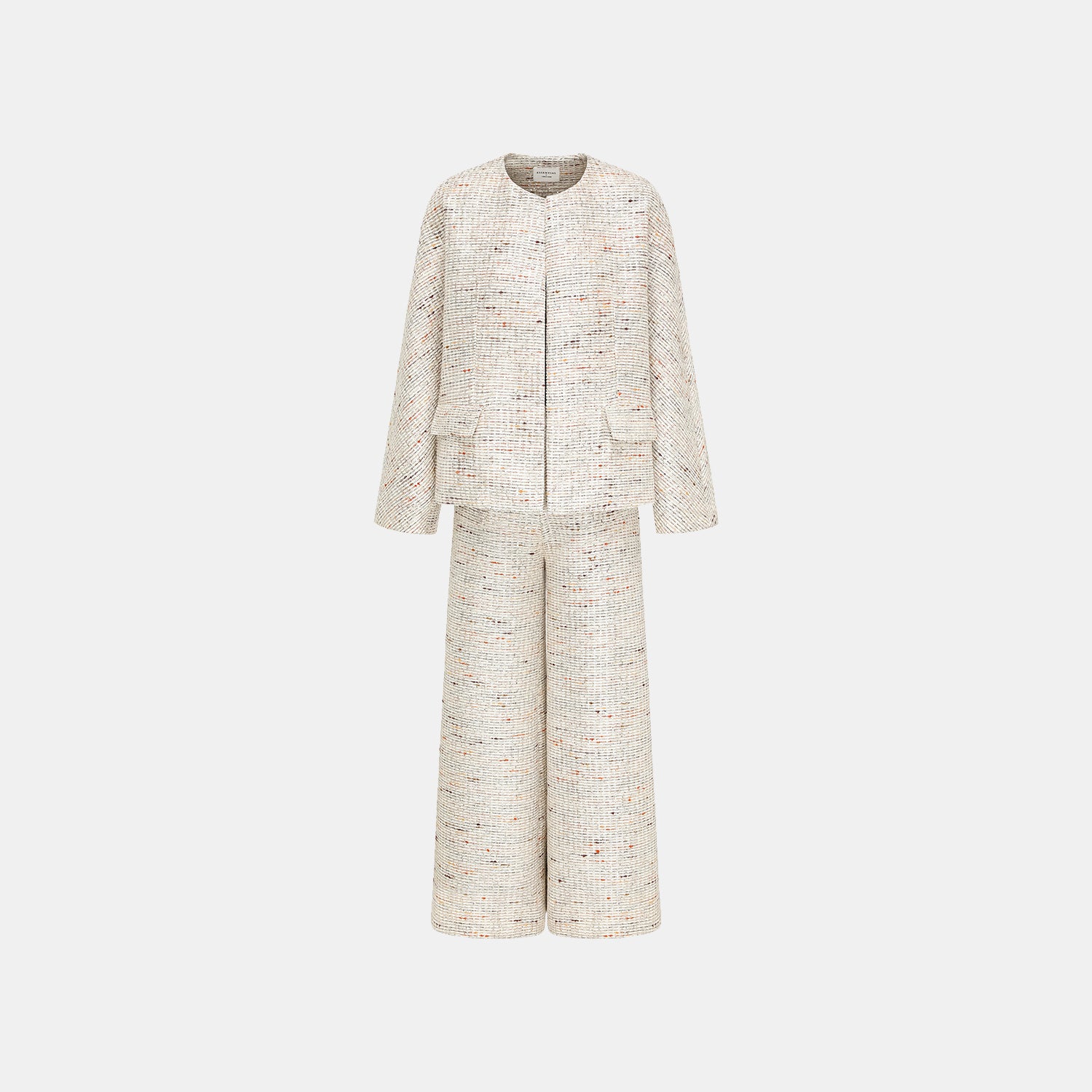 "Oxford Autumn Elegance" Tweed Oversized Jacket - White and Multicolor 