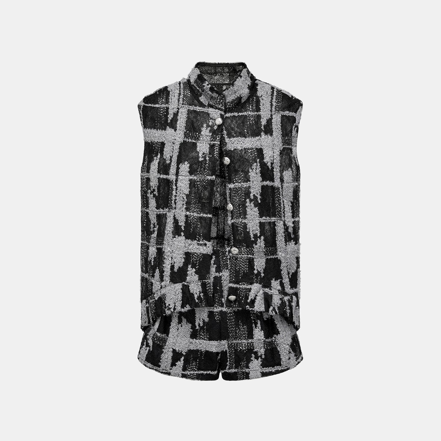 “Quiet Mastery.”義大利頂級細圈絨亮片織藝蕾絲馬甲背心—Nightingale Rose夜鶯玫瑰