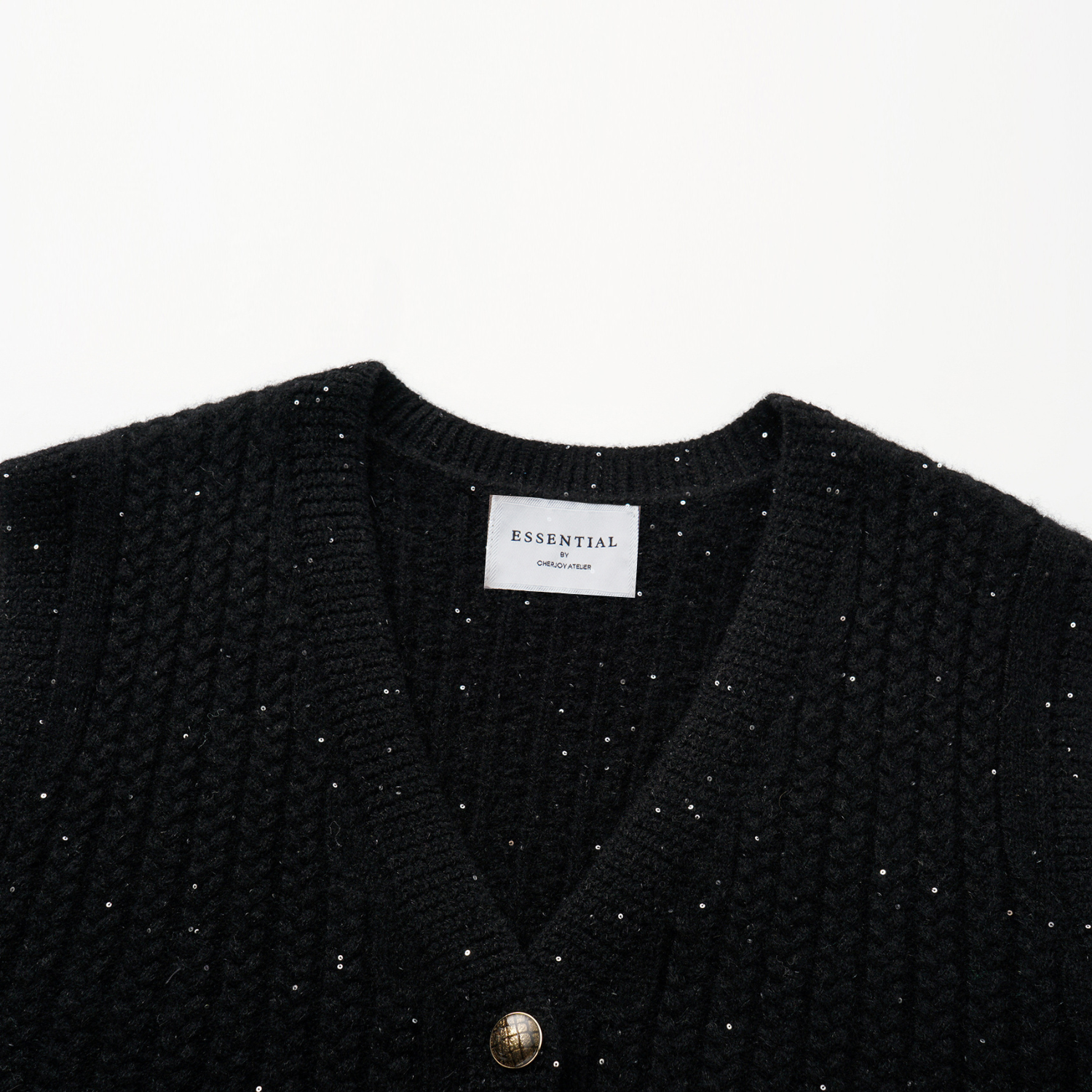 “Autumn Diary” 100% Cashmere 立體細麻花星點亮片針織背心—Eternal Night極夜峽灣