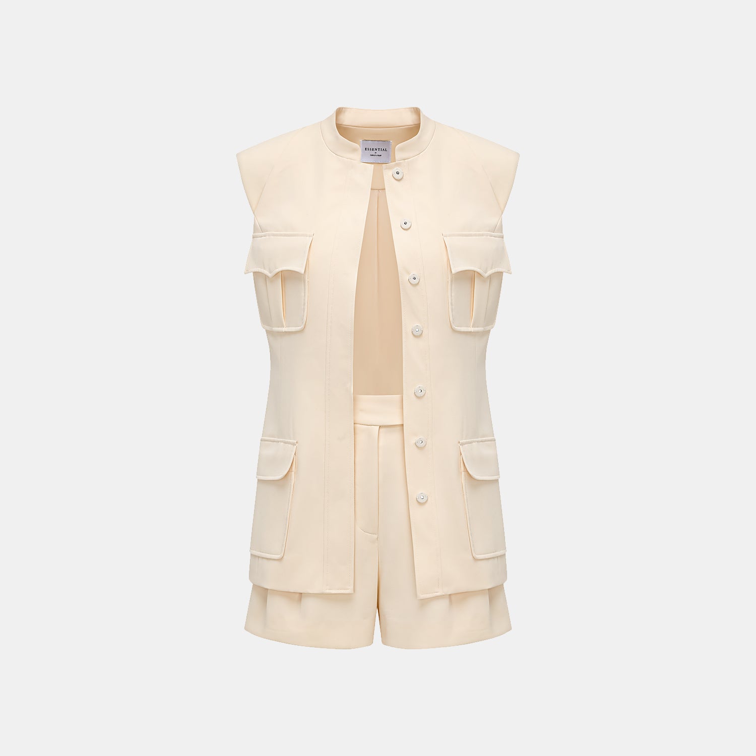 "Weekend at Monaco." 義大利肌理面料狩獵馬甲背心—Beige