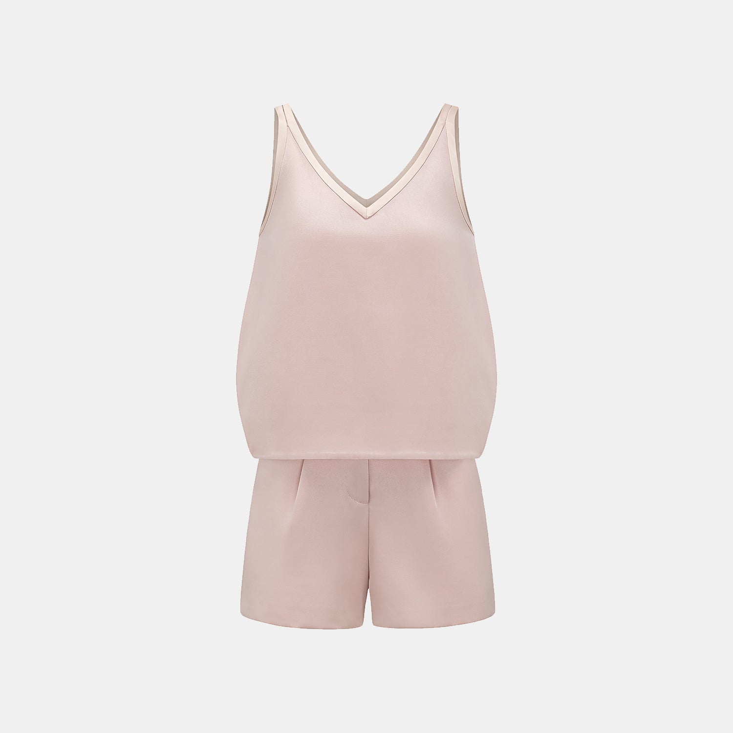 "Weekend at Monaco." 重磅緞面拼接工藝背心 — Pink