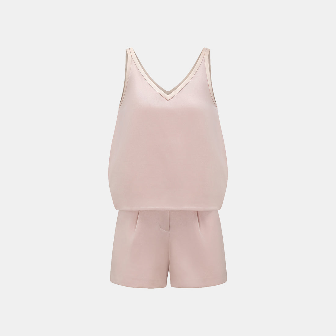 "Weekend at Monaco." 重磅緞面拼接工藝背心 — Pink