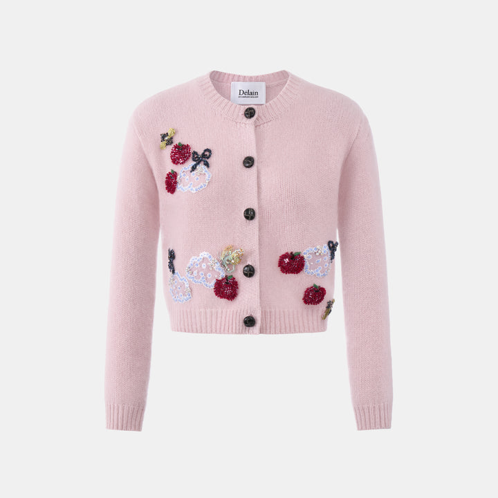 “You are my apple 小蘋果” 100% Cashmere 手工立體珠繡亮片針織外套 5