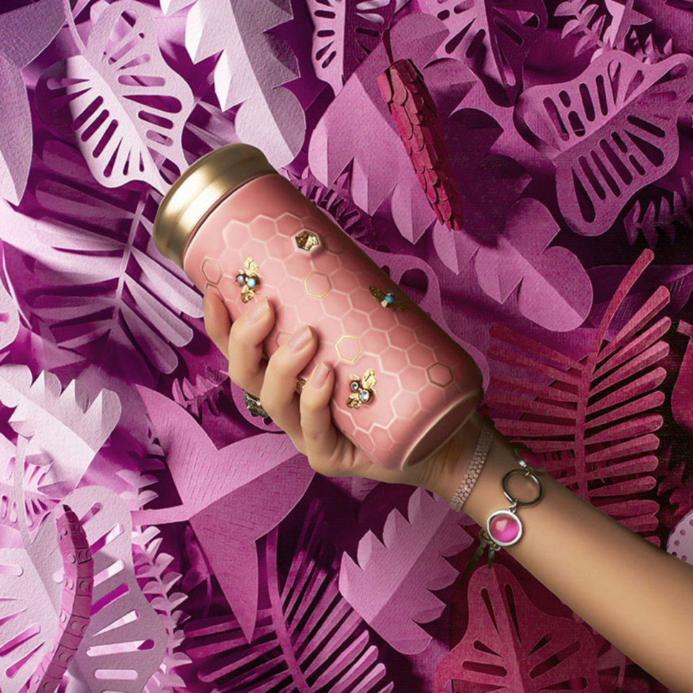 乾唐軒 吉星大豐收鎏金水晶隨身杯─ 無光粉紅金