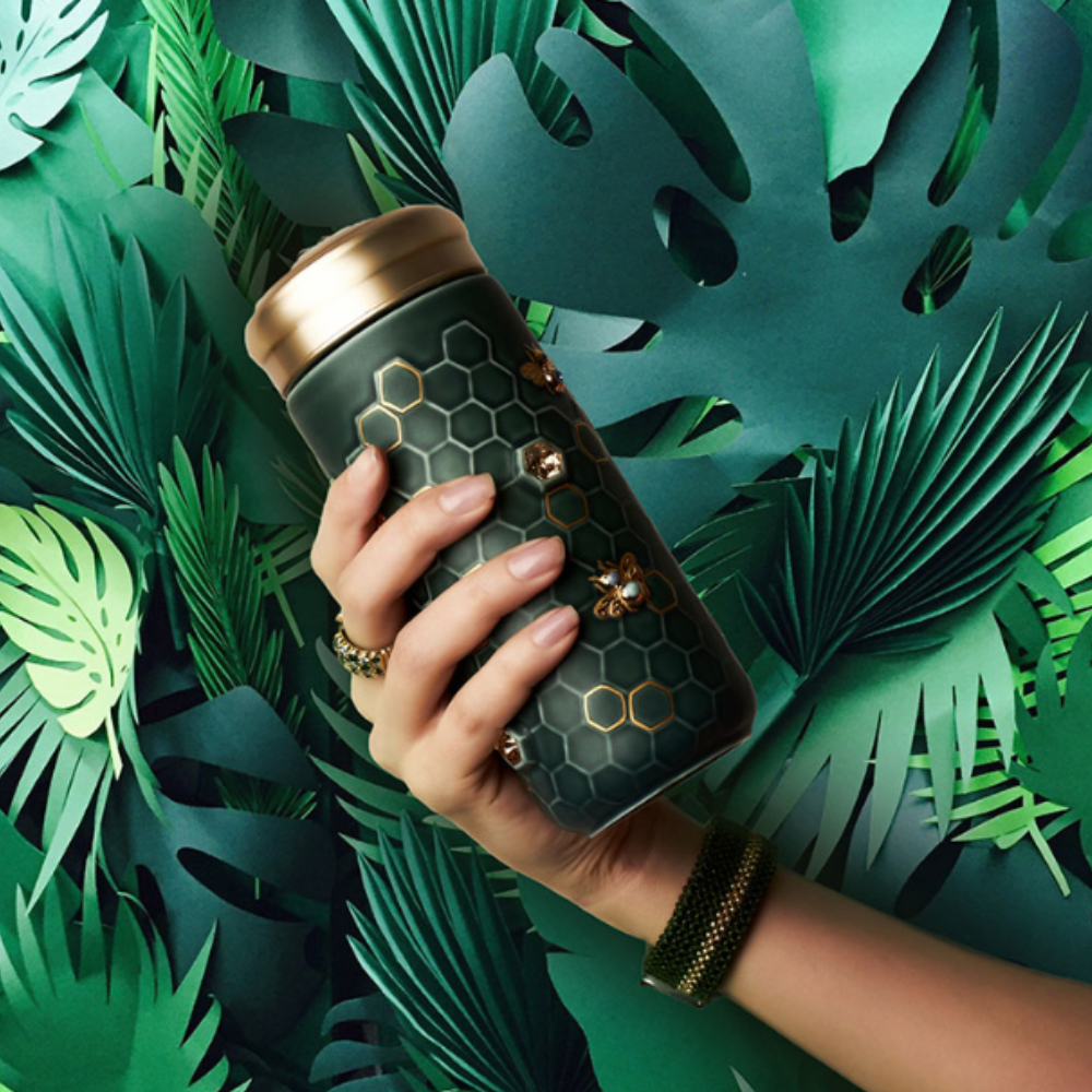 乾唐軒 吉星大豐收鎏金水晶隨身杯 ─ 孔雀綠金