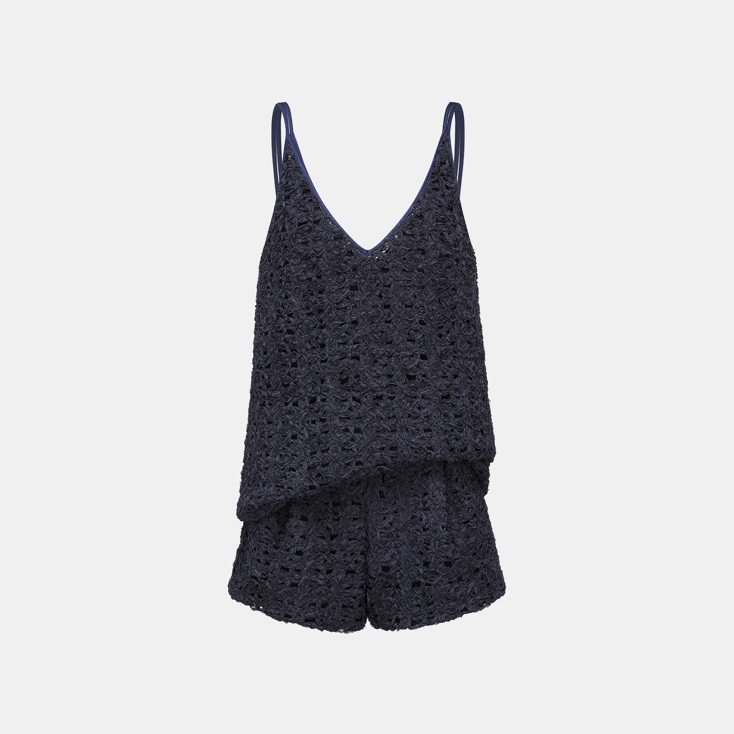 “Sloane Ave."繞畫織藝鏤花蕾絲細肩帶背心—Indigo Ballad布爾藍調