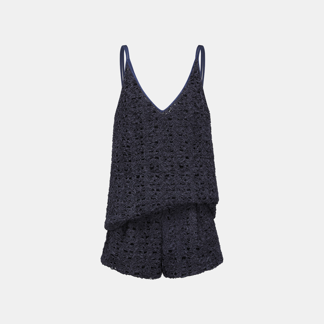 “Sloane Ave."繞畫織藝鏤花蕾絲細肩帶背心—Indigo Ballad布爾藍調