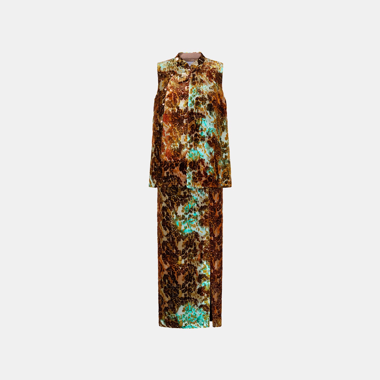"Imperial Garden Teatime" Silk Velvet Chinese Style Pencil Skirt - Cuiyan 