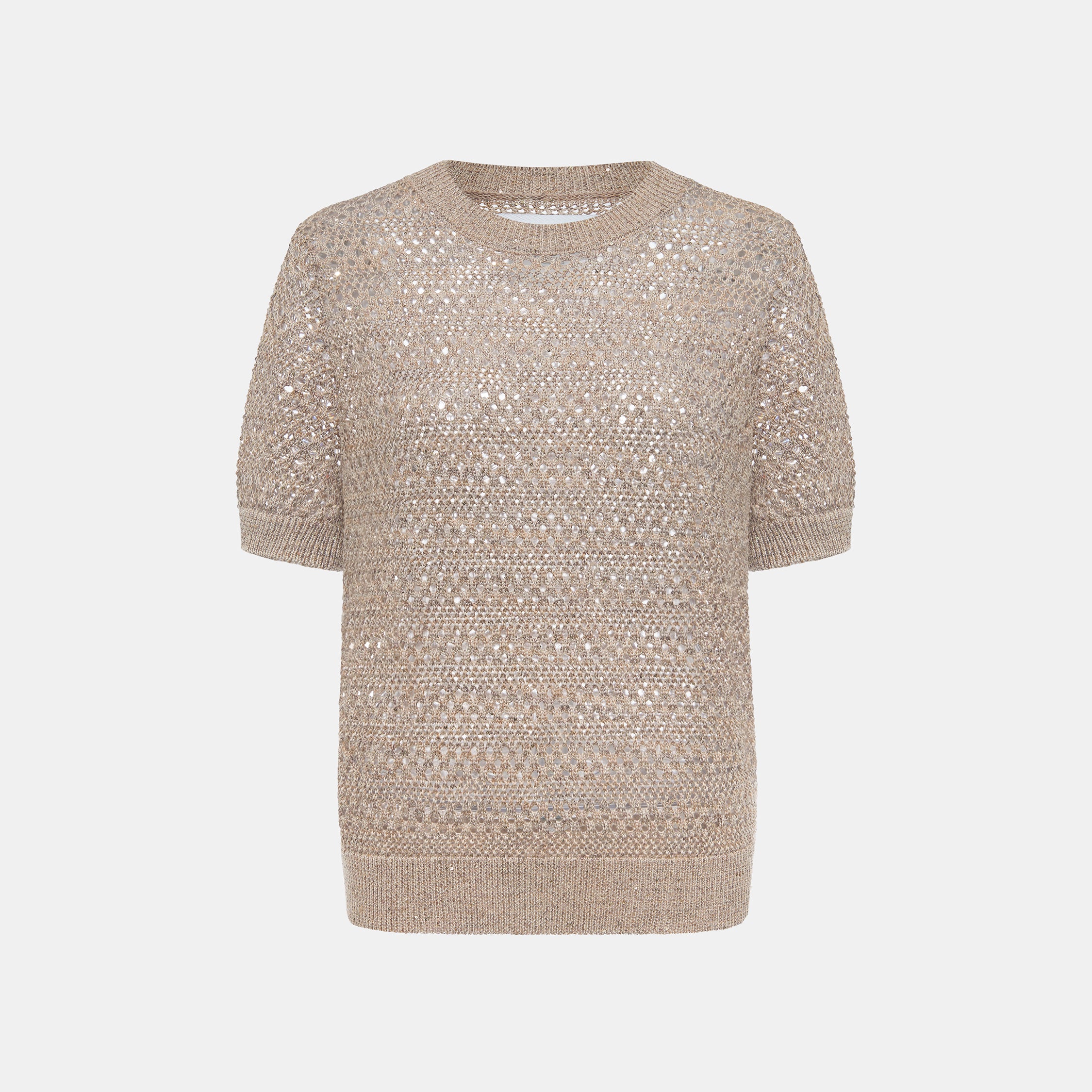 “Weekend at Monaco”Silk Cashmere鏤織微光星點薄織上衣—Amber Shore暖岸浮光