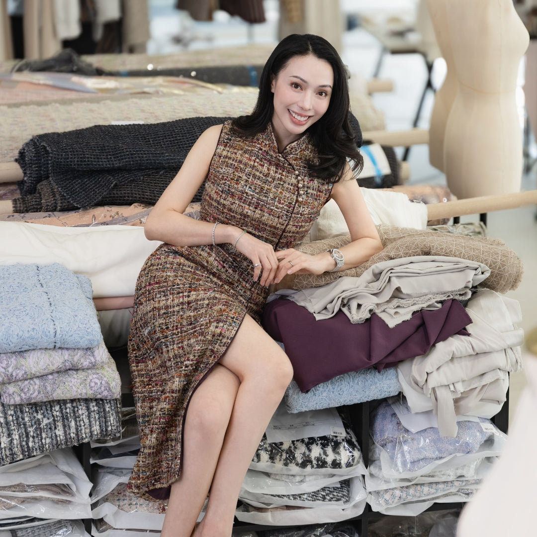 "Arcade of CherJoy Atelier."法國彩緞縷金線藝花呢輕國風旗袍洋裝 —Floral Allure花韻傾城