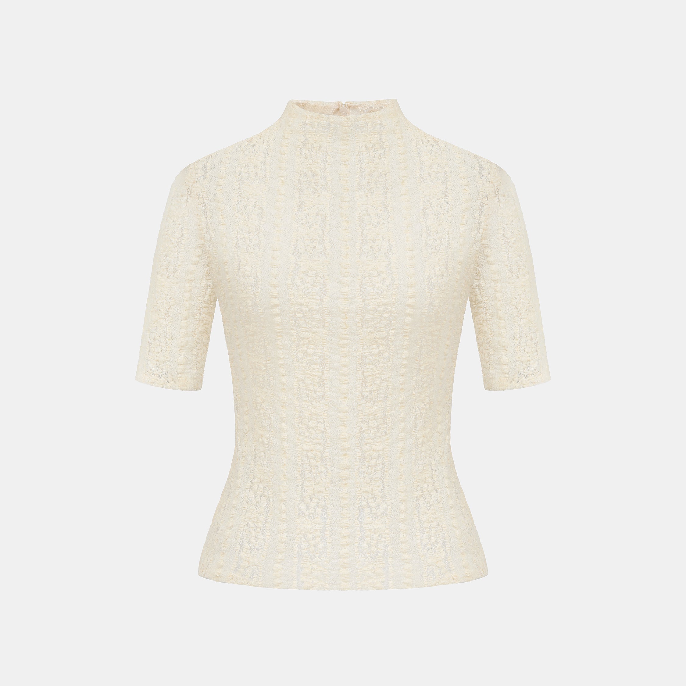 "Quiet Mastery."義大利立體點花勾織星點蕾絲上衣—Velvet Moon暖月低語