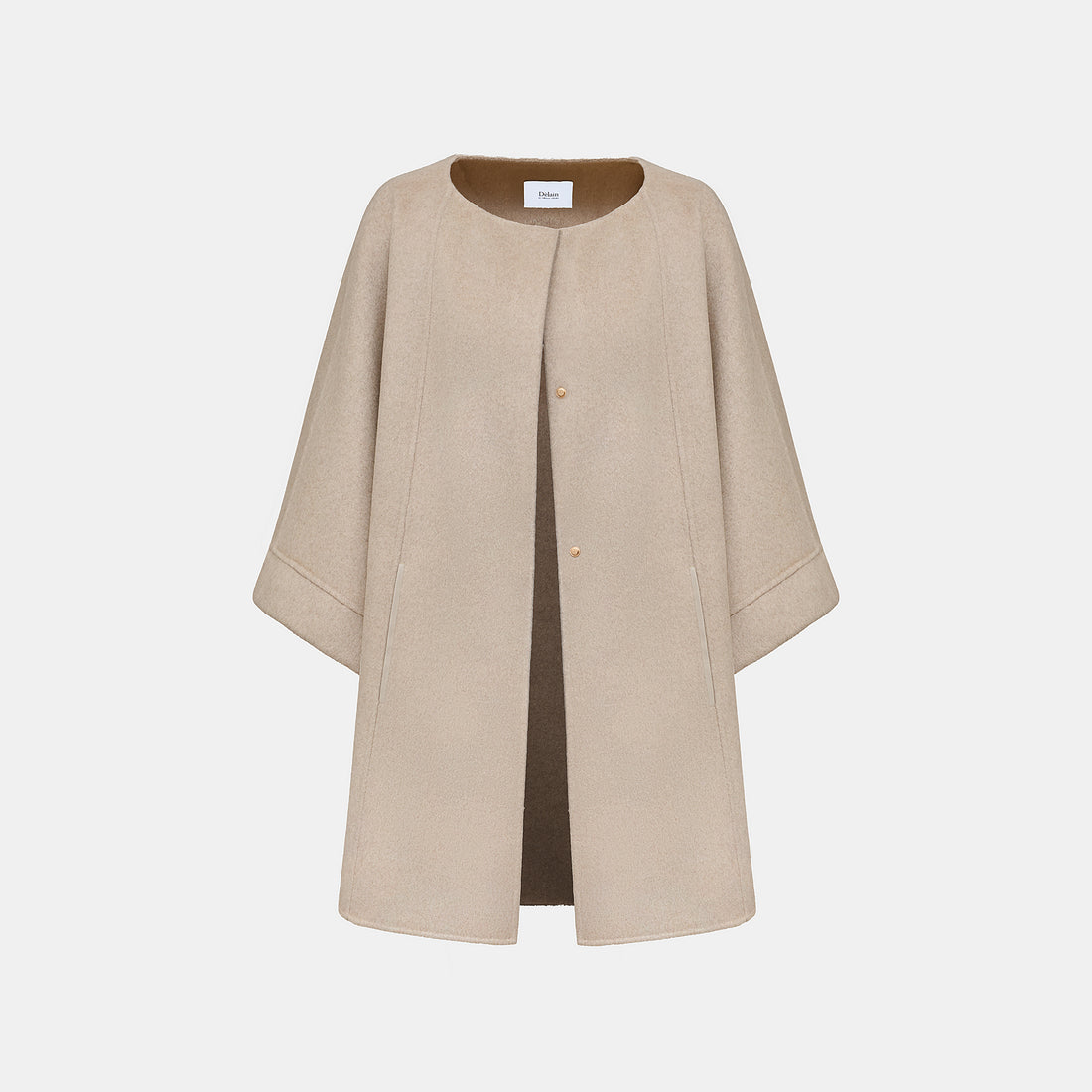 “Winter Diary”100%Cashmere雙面長絨工藝翻領斗篷外套—Warm Taupe暖砂絨夢