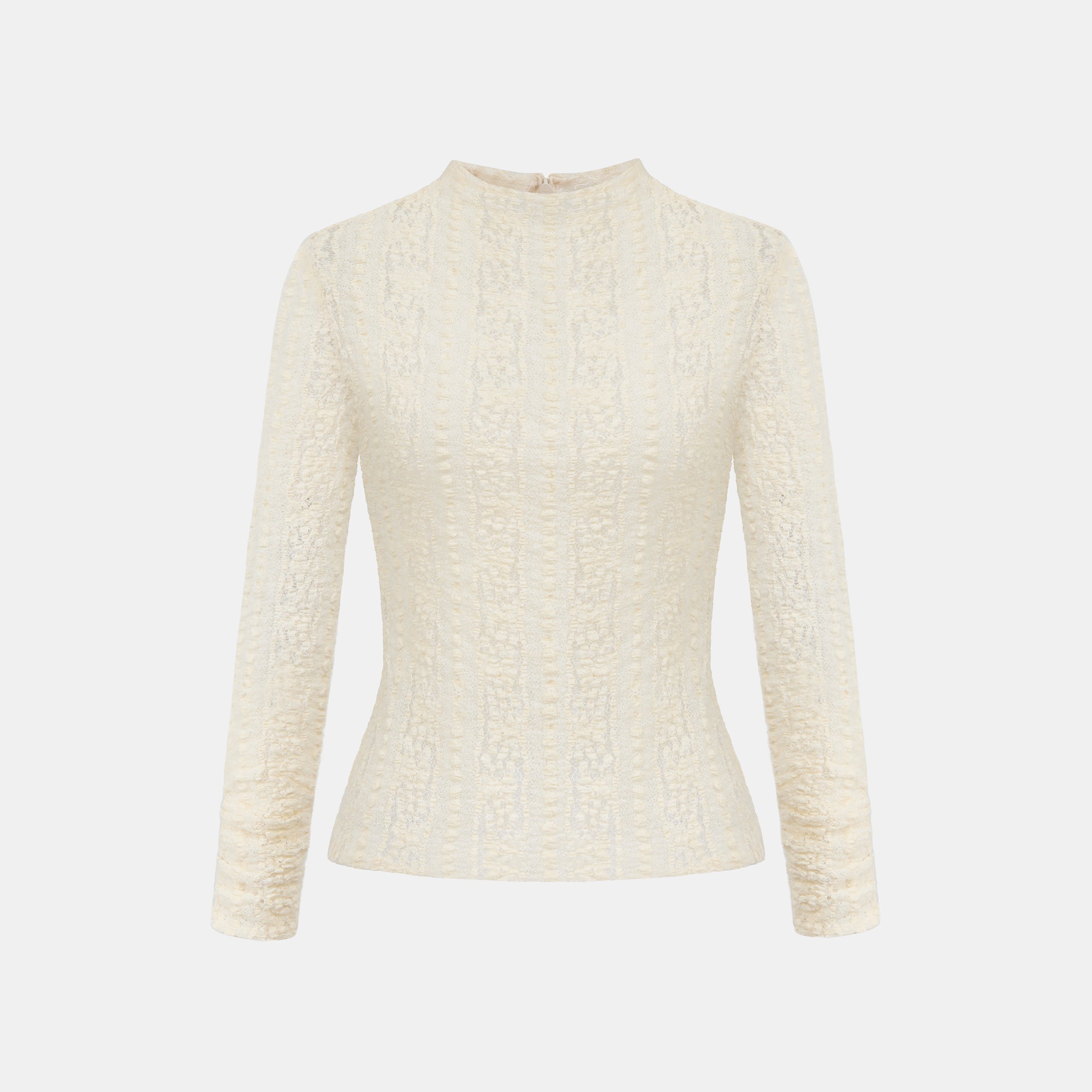 "Quiet Mastery."義大利立體點花勾織星點蕾絲長袖上衣—Velvet Moon暖月低語