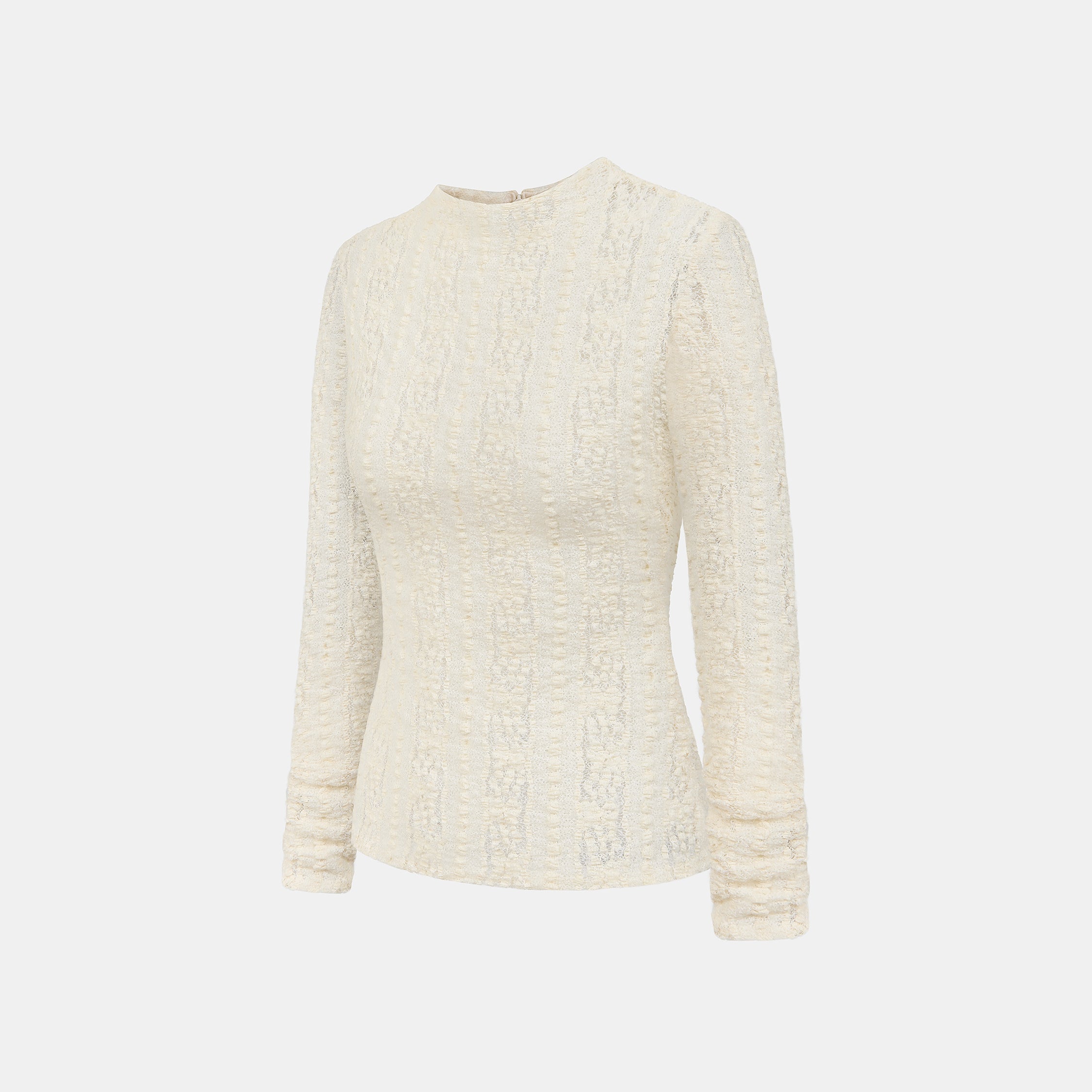 "Quiet Mastery."義大利立體點花勾織星點蕾絲長袖上衣—Velvet Moon暖月低語