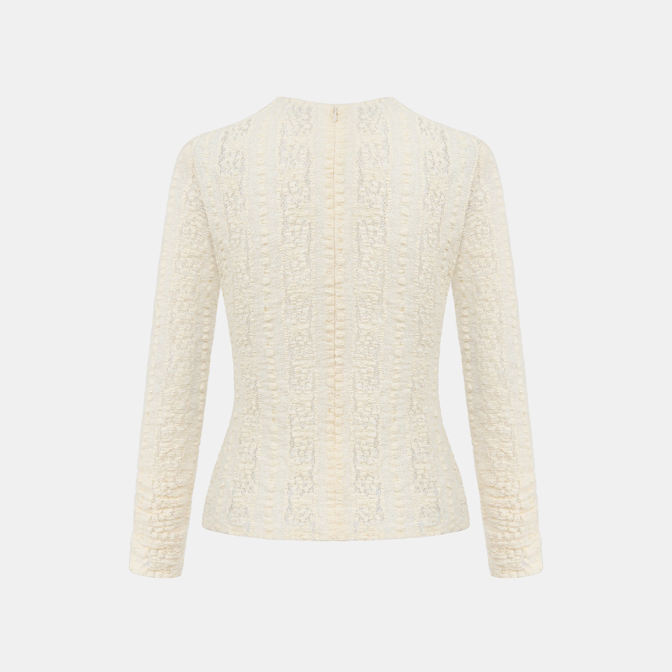 "Quiet Mastery."義大利立體點花勾織星點蕾絲長袖上衣—Velvet Moon暖月低語