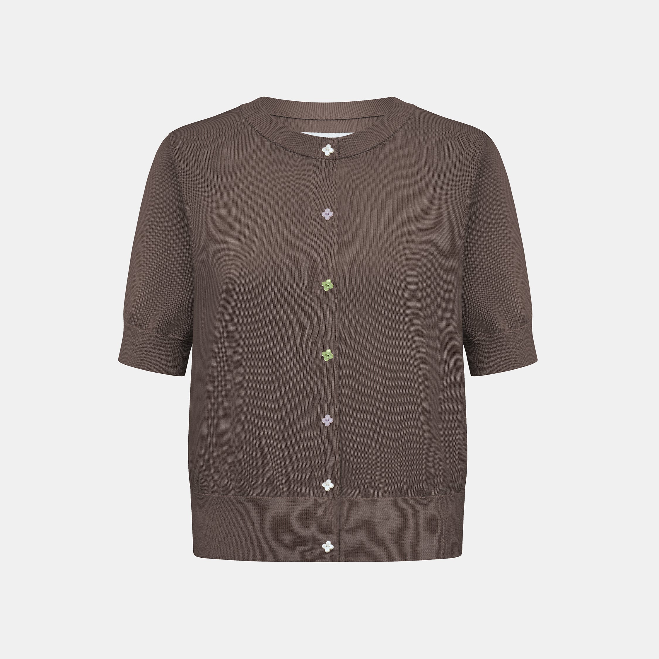 “Summer Diary”天絲柔光花釦薄織上衣—Bloom Cocoa花釀可可