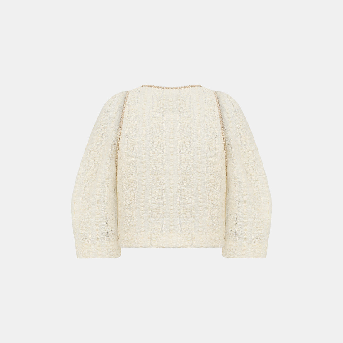 "Quiet Mastery."義大利立體點花勾織星點蕾絲五分袖短版外套—Velvet Moon暖月低語