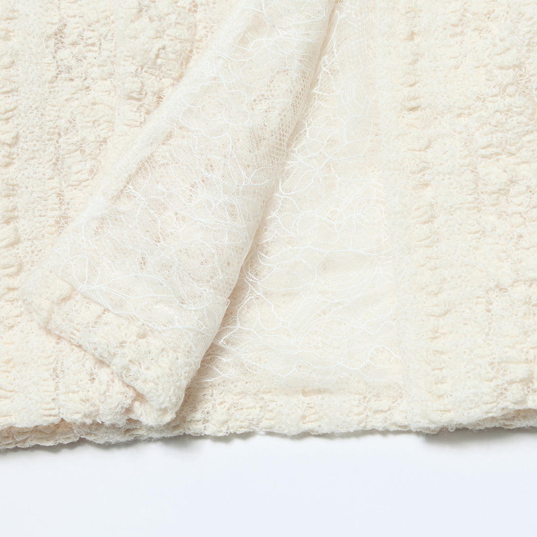 "Quiet Mastery."義大利立體點花勾織星點蕾絲五分袖短版外套—Velvet Moon暖月低語