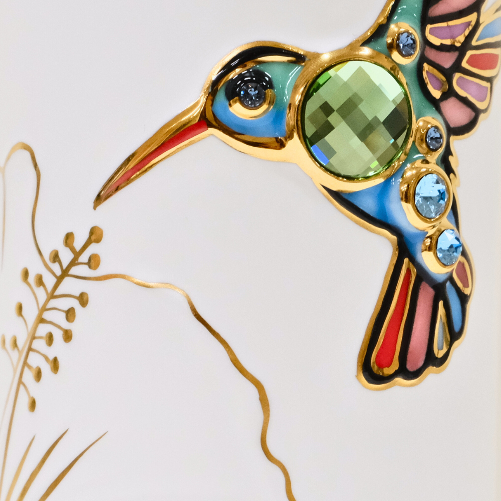 乾唐軒 吉星蜂鳥彩金水晶隨身杯 ─ 白彩金