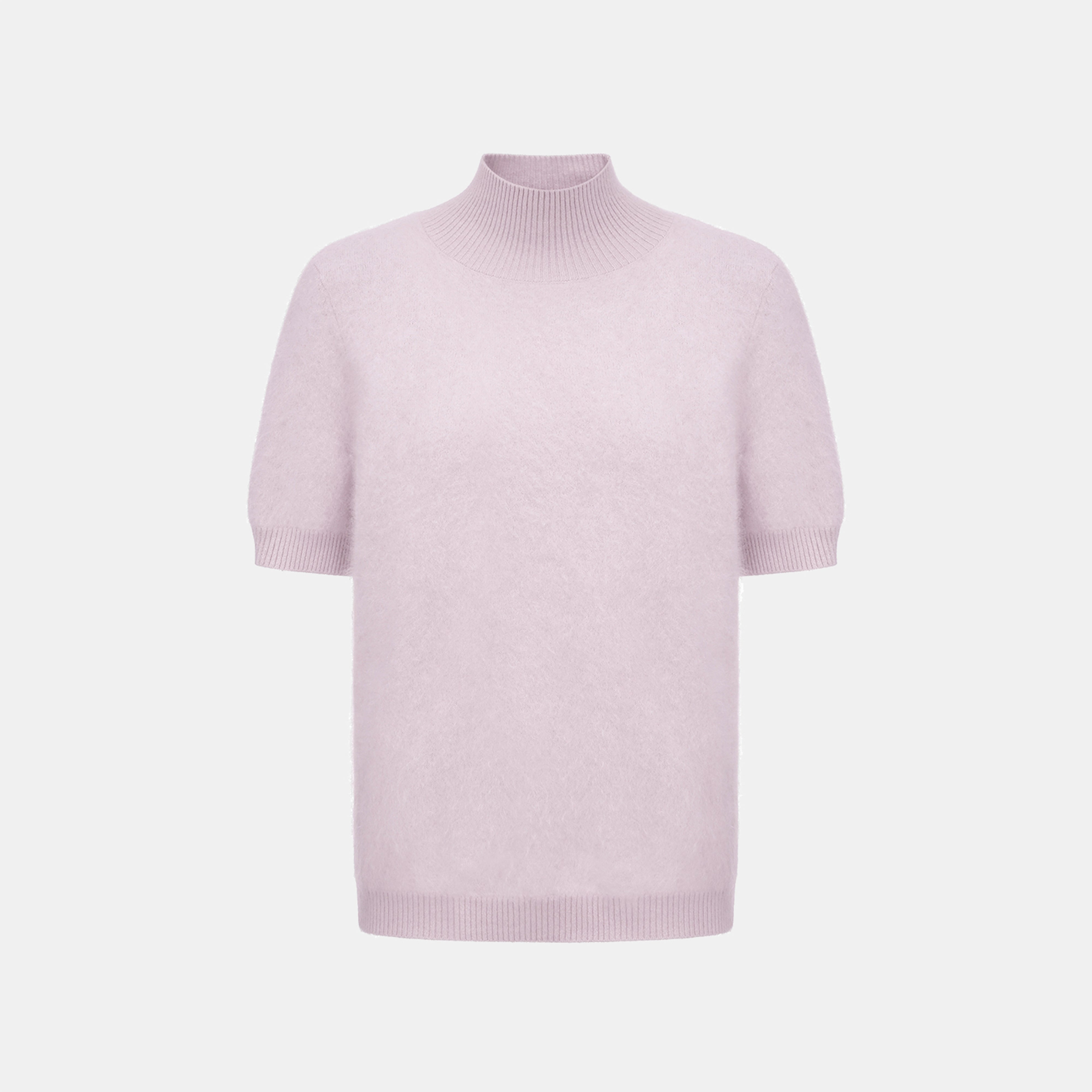 “一襲柔光 A Soft Halo • 柔霧薰紫 Soft Lavender” 100% Cashmere 極細絨柔梳纖工藝立領五分袖上衣