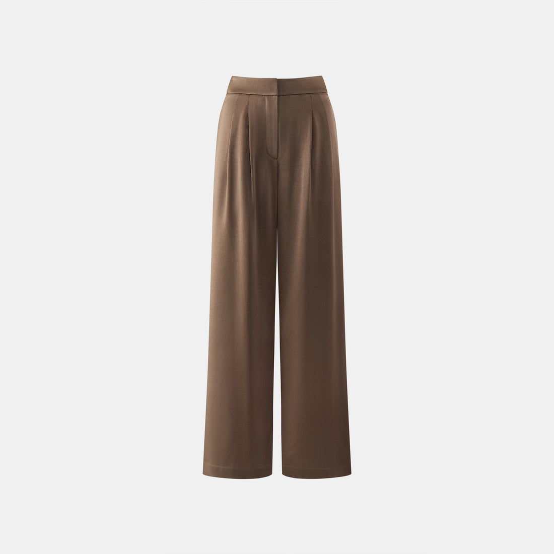 “日常步調 Everyday Rhythm • 胡桃棕 Walnut Brown” 日本Soalon抗皺三醋酸緞光高腰打褶闊腿褲