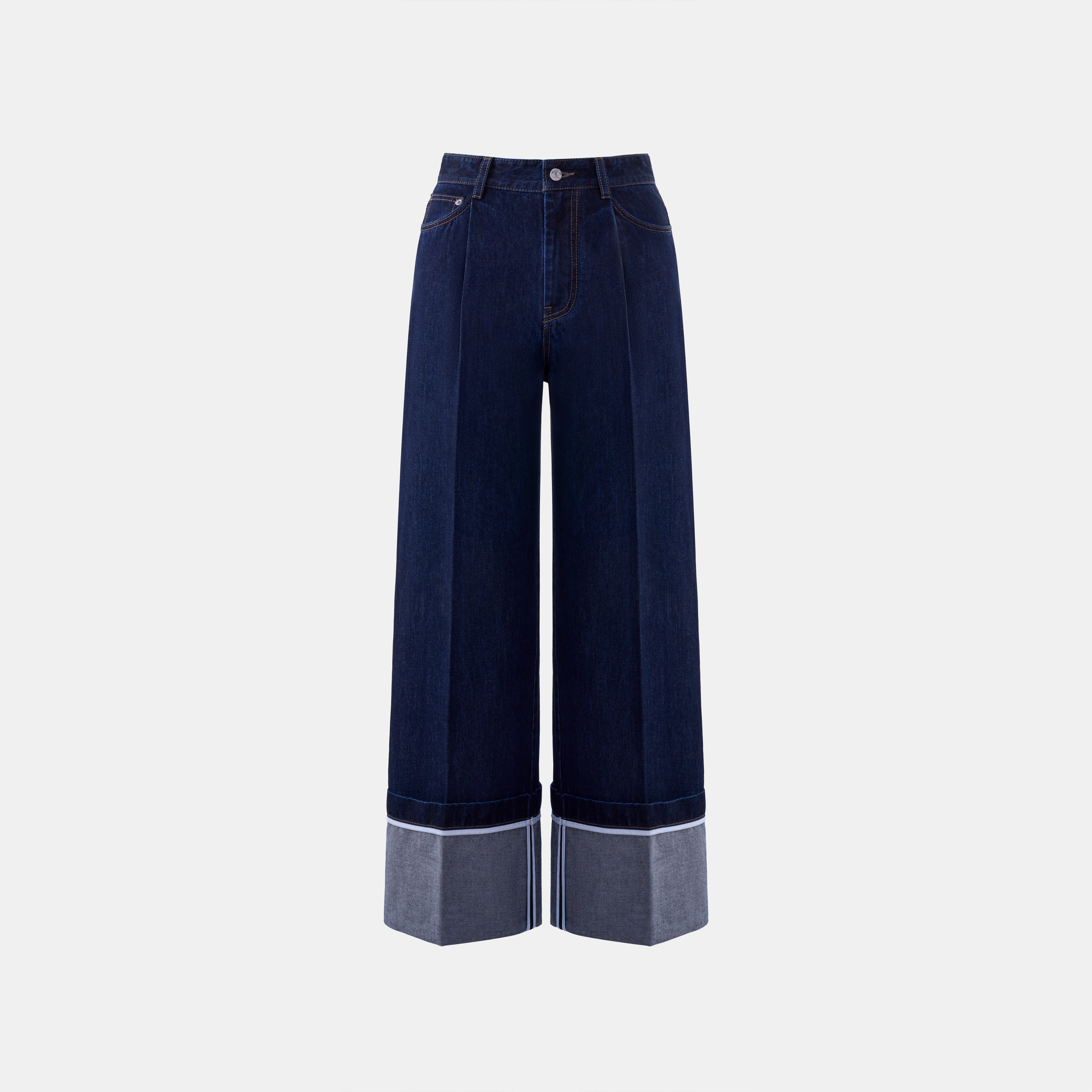 “偷偷放個假 A Little Escape • 單寧藍 Denim Blue” 日本頂級單寧高腰反摺牛仔褲 5