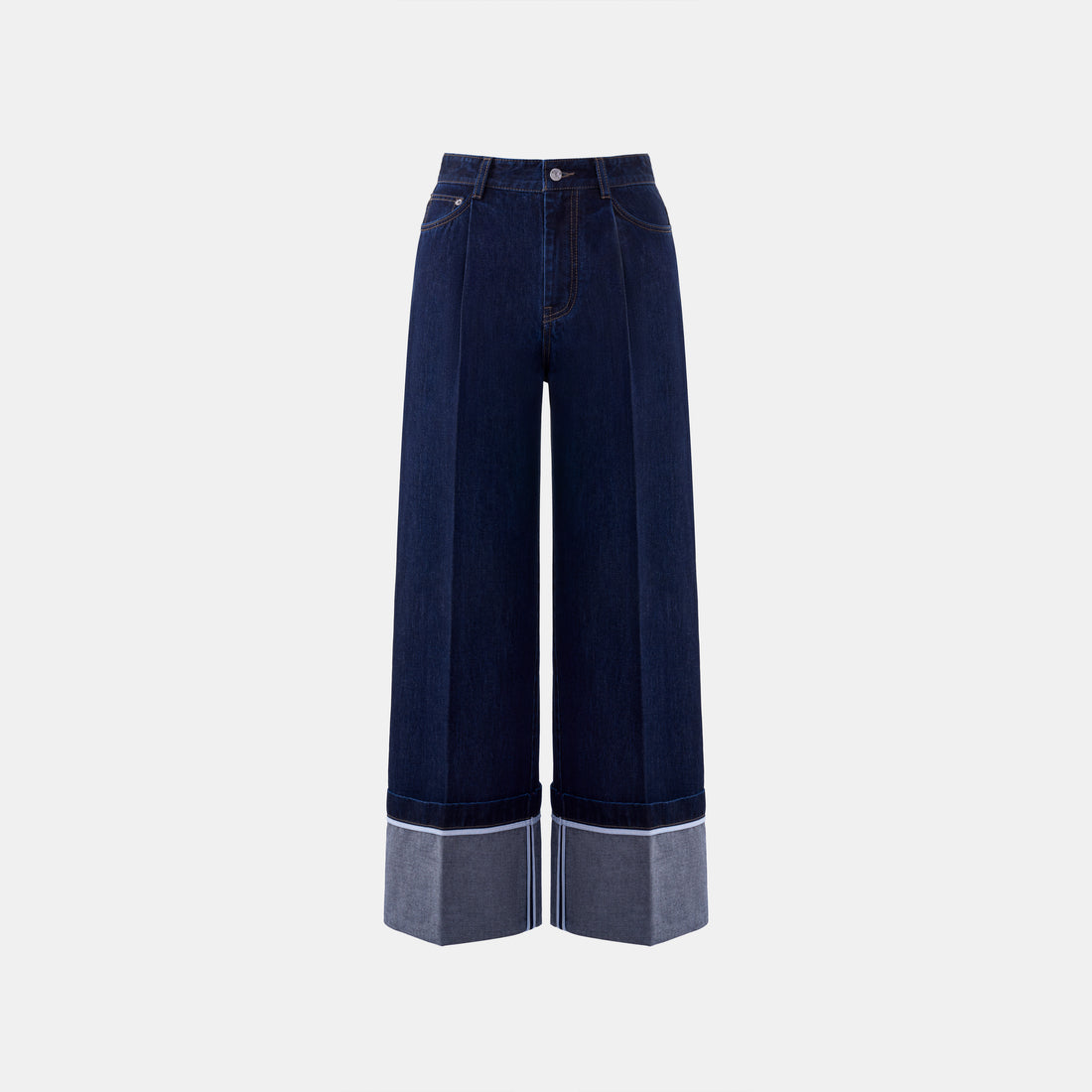 “偷偷放個假 A Little Escape • 單寧藍 Denim Blue” 日本頂級單寧高腰反摺牛仔褲 5