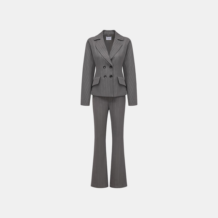 "Speak Sleek." 銀織工藝直條西裝喇叭褲—Urban Reverie藝境漫游