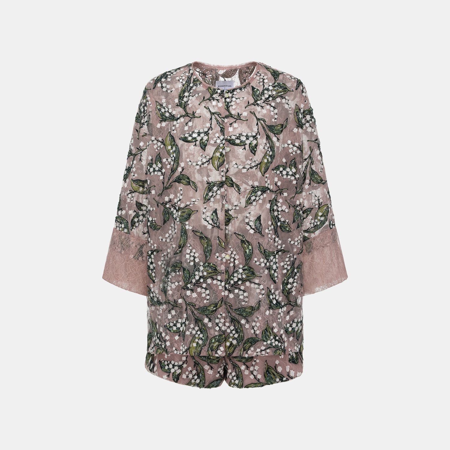 "Imperial Garden Teatime." 奢華珠繡蕾絲Oversized輕國風罩衫—Jade Aroma翠影凝香