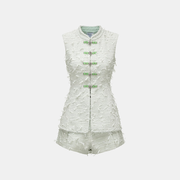 “春意” 輕薄花呢輕國風短褲—香苧暮春