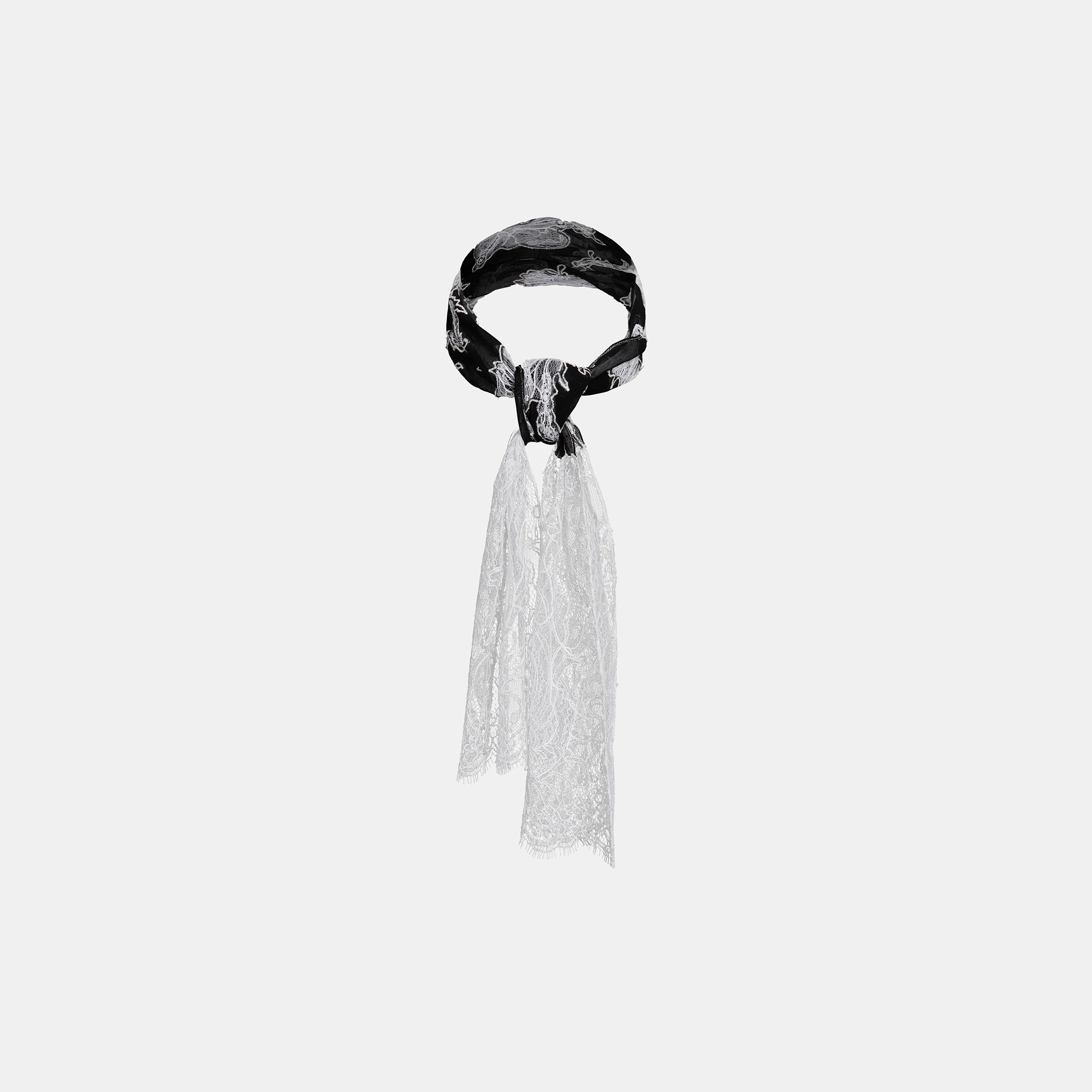 "Quiet Mastery" French top custom lace scarf—Amber Garden 