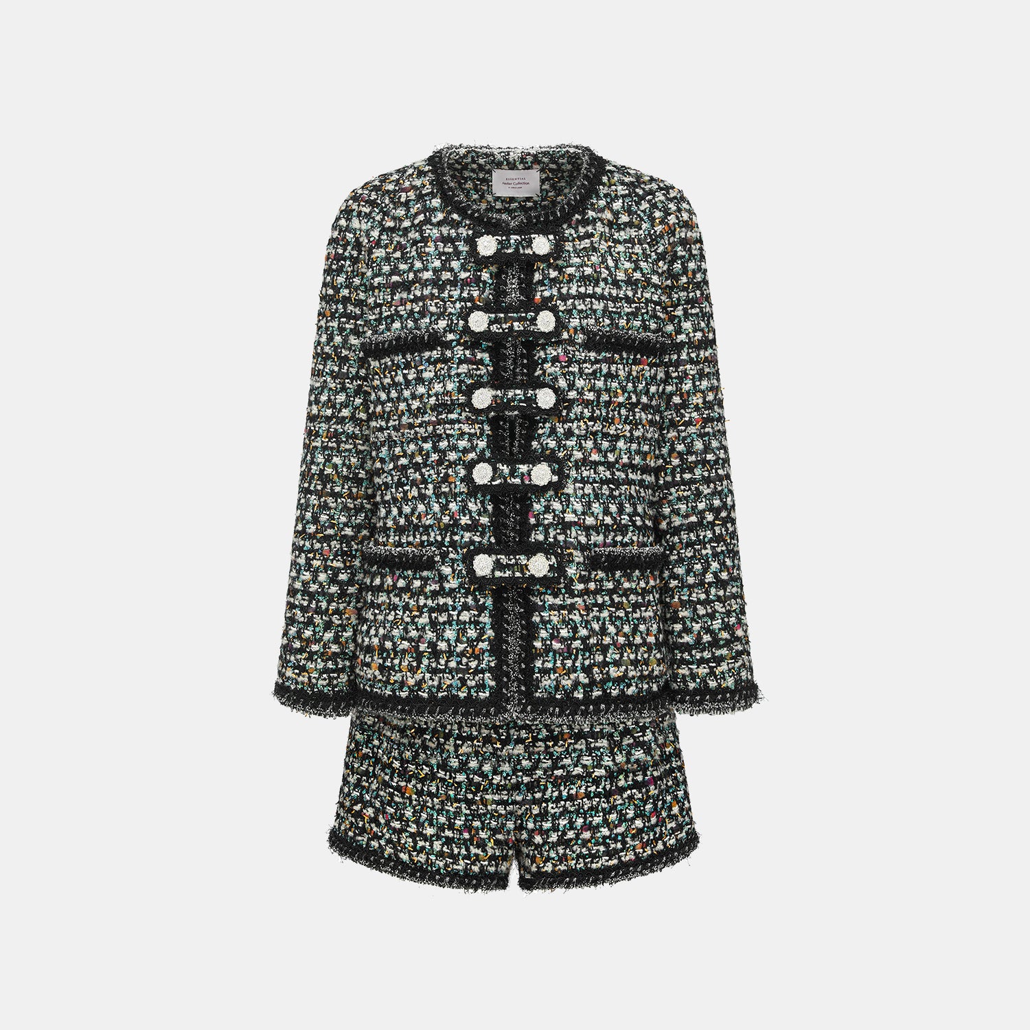 "Couture Impression."法國頂級羊毛棱光彩織花呢經典No.4外套—Galaxy Jardin銀光花境