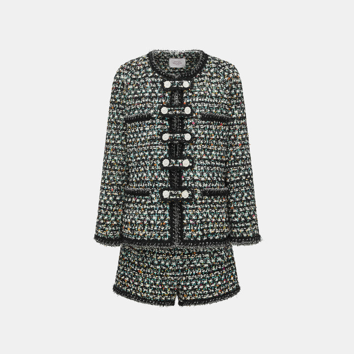 "Couture Impression."法國頂級羊毛棱光彩織花呢經典No.4外套—Galaxy Jardin銀光花境