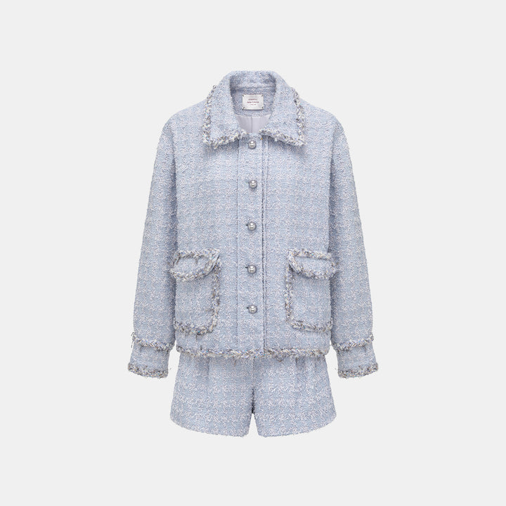 “Tokyo’Hours” 西班牙千鳥紋簇絨工藝花呢短褲——Violet Hour紫韻漫境