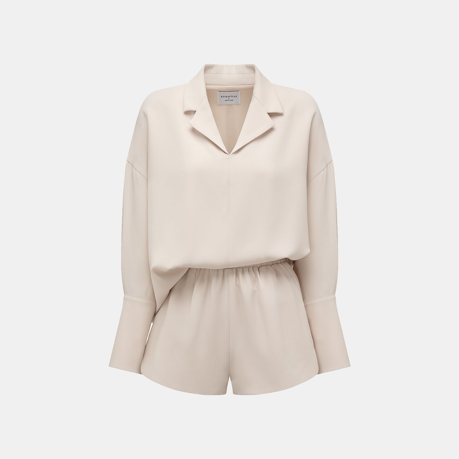 “Easy-go Chic” 肌理醋酸西裝罩衫/短褲套裝—Beige