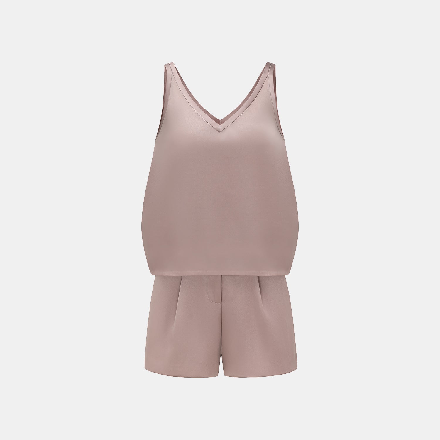 "Weekend at Monaco." 重磅緞面拼接工藝背心 — Taupe