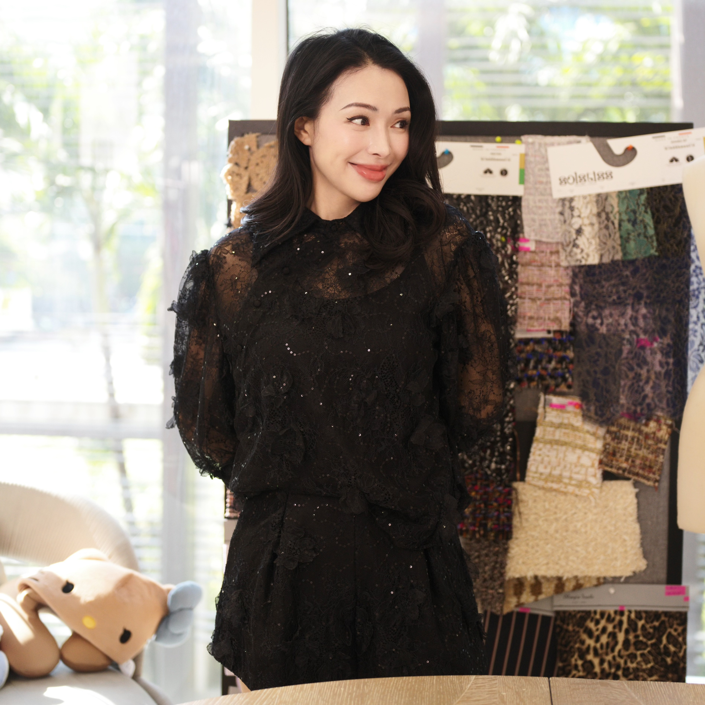 "Imperial Garden Teatime"羽瓣立繡蕾絲輕國風短褲—Midnight Veil沉夜浮香