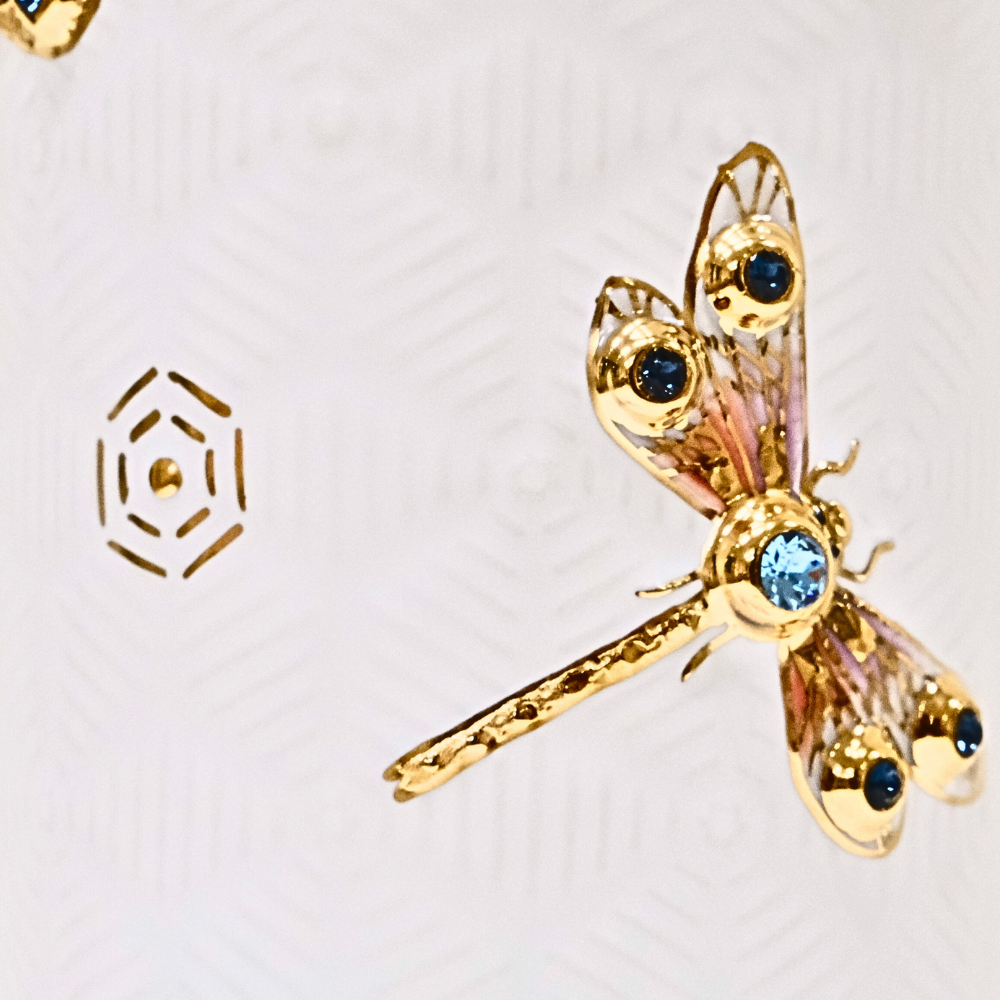 乾唐軒 吉星蜻投意合彩金水晶隨身杯 ─ 牙白彩金晶