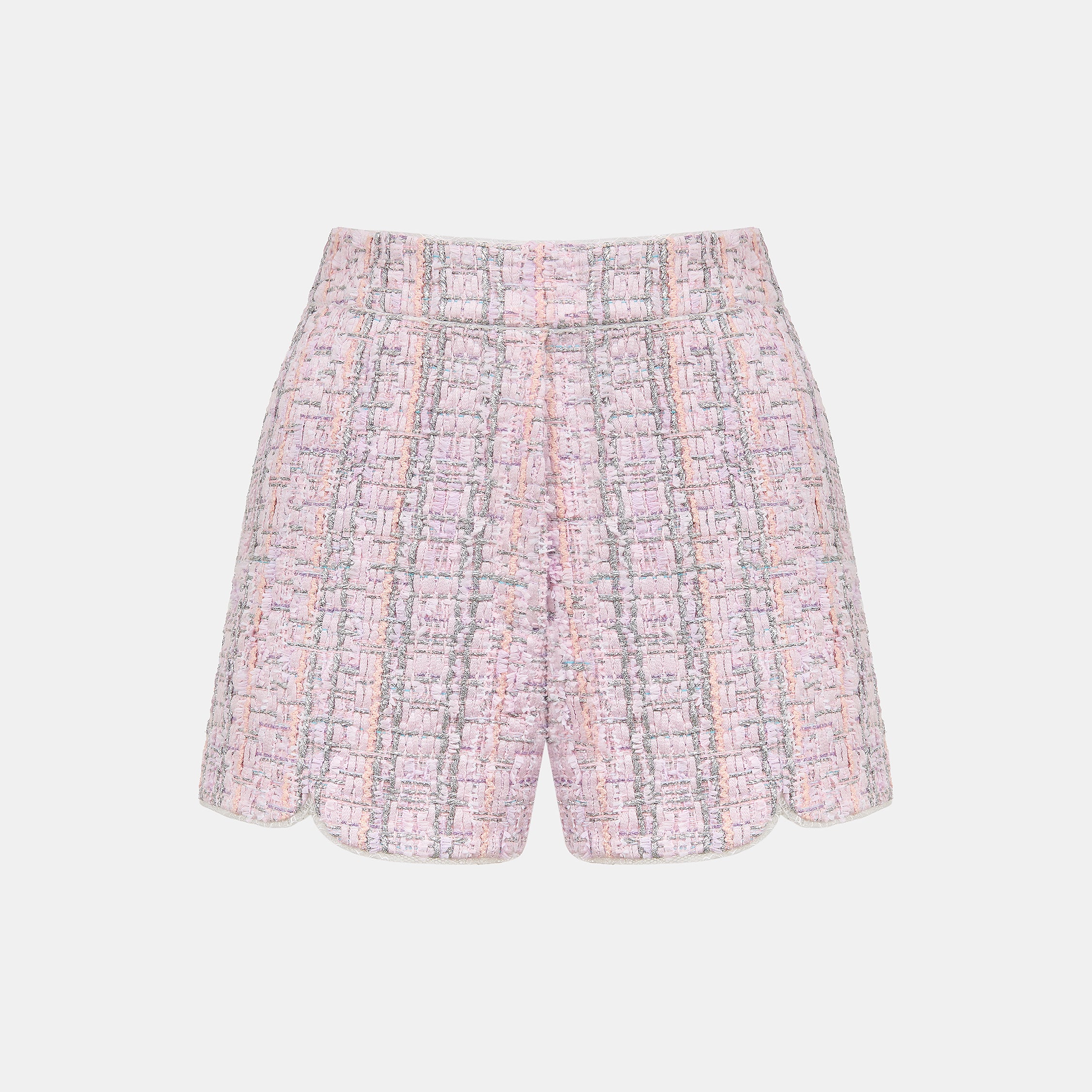 “Brunch at Ritz”法國羽紗彩線銀織花呢短褲—Rosé Lumière 瑰光曉曦