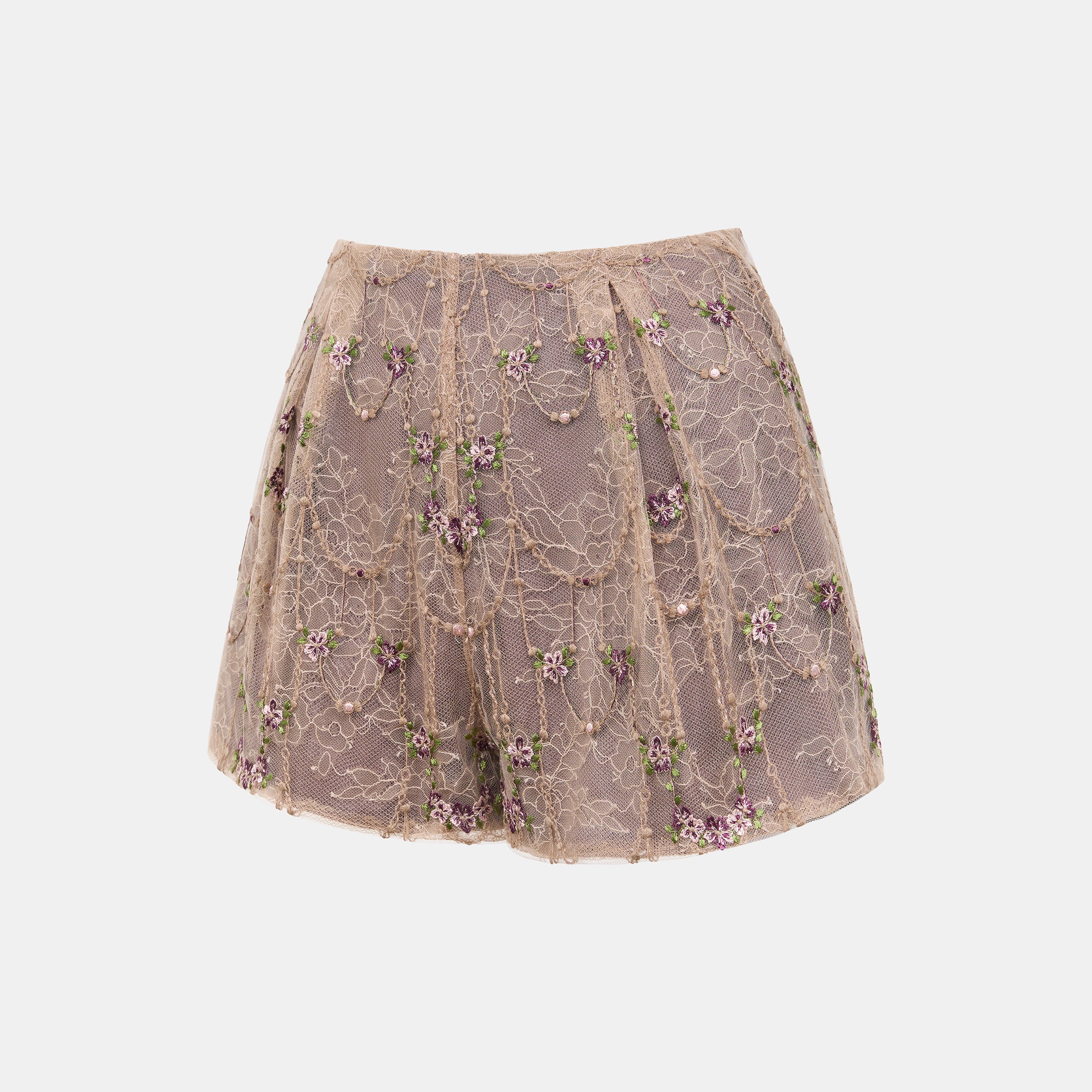 “Quiet Mastery”法國細繡織邊蕾絲短褲—Floré Chain花語藏盒