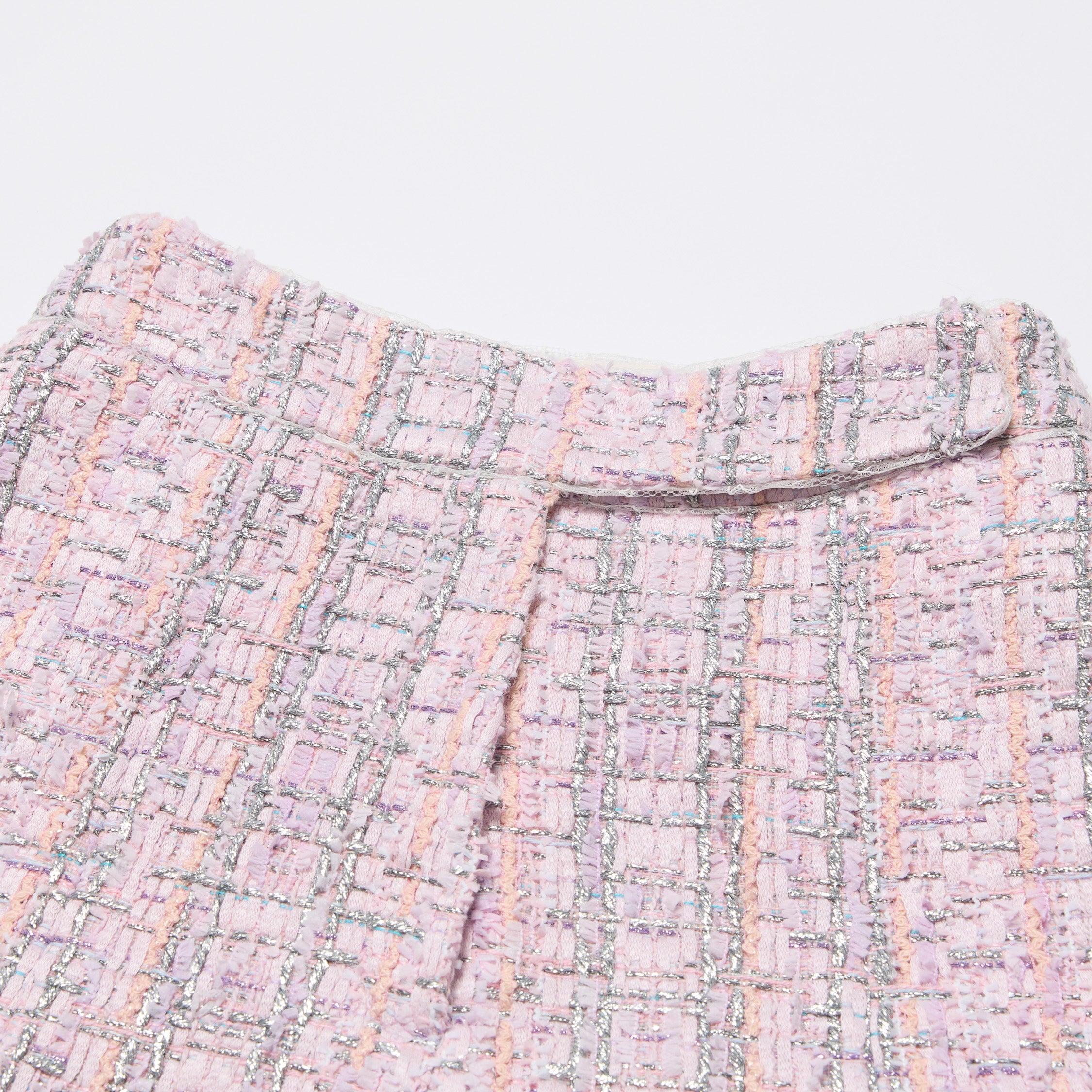 “Brunch at Ritz”法國羽紗彩線銀織花呢短褲—Rosé Lumière 瑰光曉曦